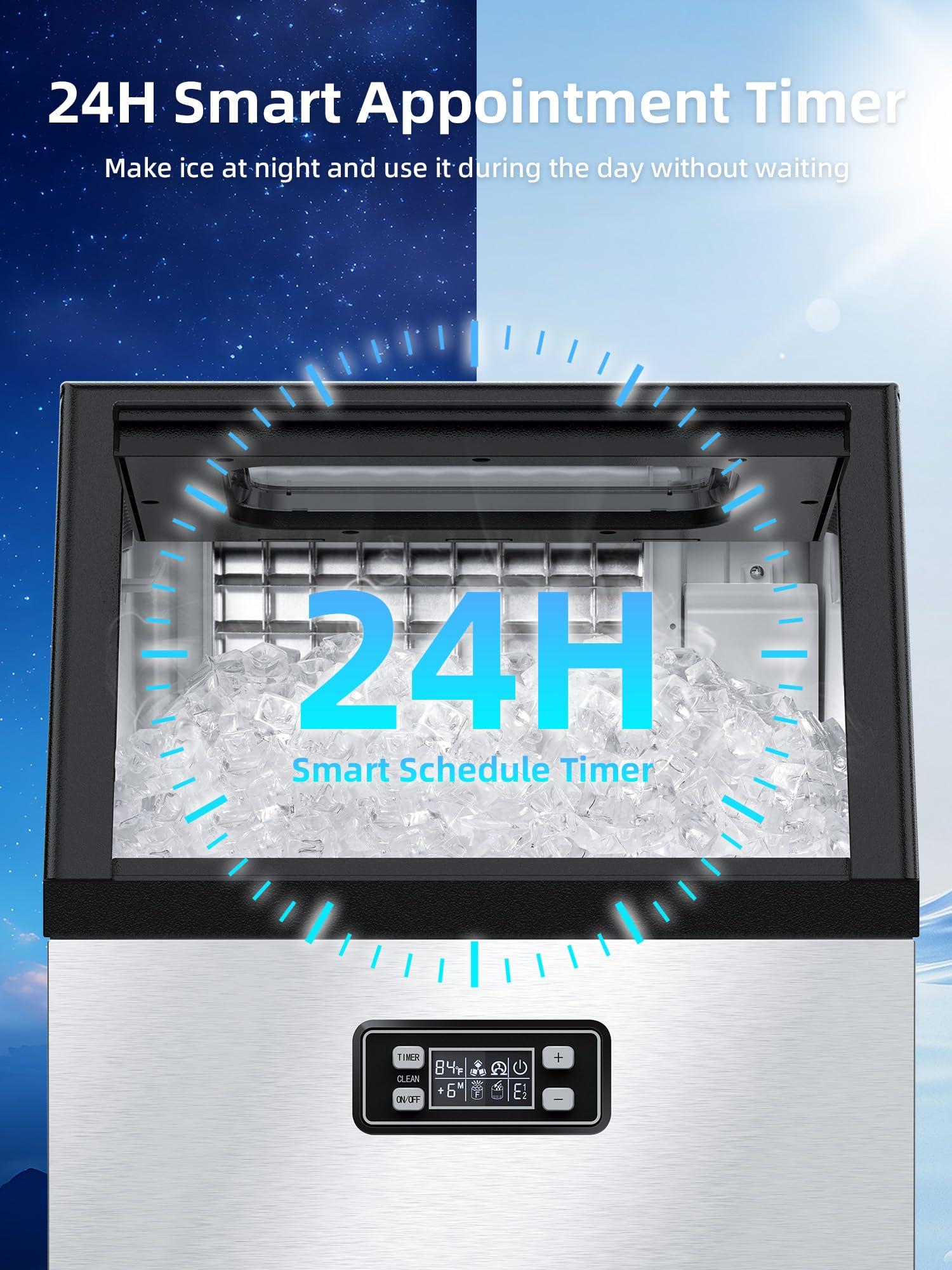 COWSAR Commercial Ice Maker Machine 100Lbs/24H, Stainless Steel Undercounter Ice Maker with 33Lbs Storage Capacity, Self-Cleaning Freestanding Ice Machine for Home, Bar, Restaurant, Office, Outdoor - Image 5