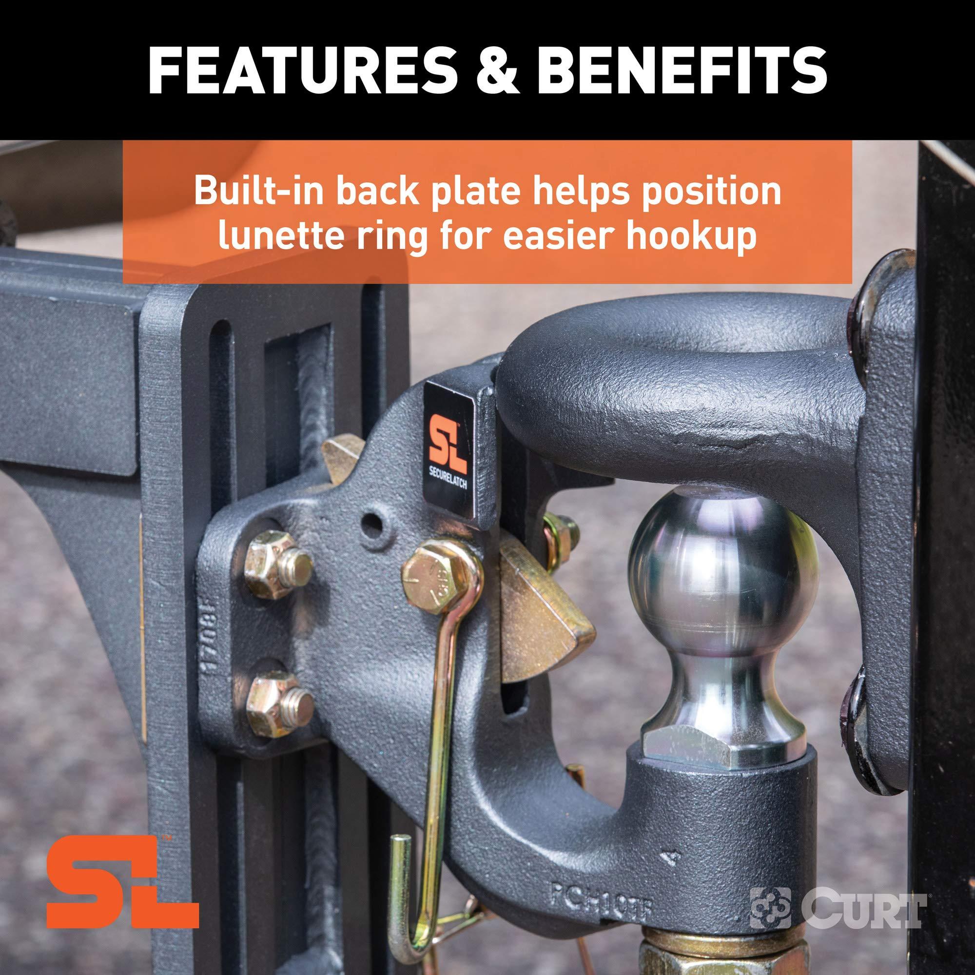 CURT 48410 SecureLatch 2-5/16-Inch Ball and Pintle Hitch Hook Combination, 20,000 Pounds, Mount Required - Image 4