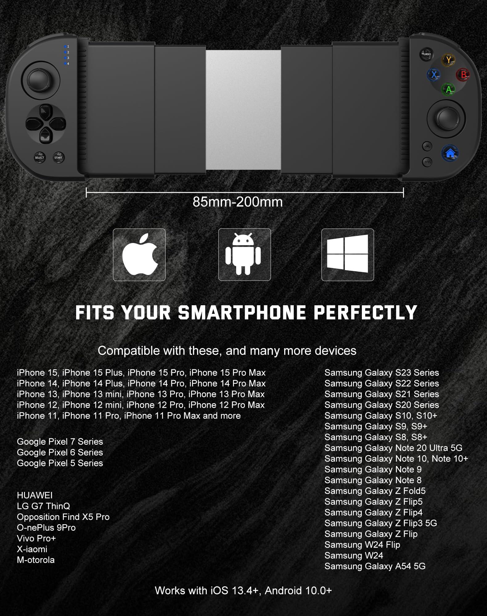Joso Phone Controller for iPhone, Android, wireless Game Joystick with Hall Effect Joystick/Turbo, Gaming Controller for iPhone 16/15/14/13/12 Series, Galaxy S24/23/S22/S21 Series Play Roblox & More - Image 3