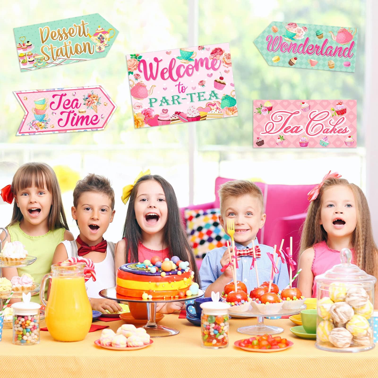 20 Pieces Floral Tea Party Sign Decorations Directional Cardboard Yard Signs for Outdoor Lawn Arrow for Tea Party Bridal Shower - Image 2