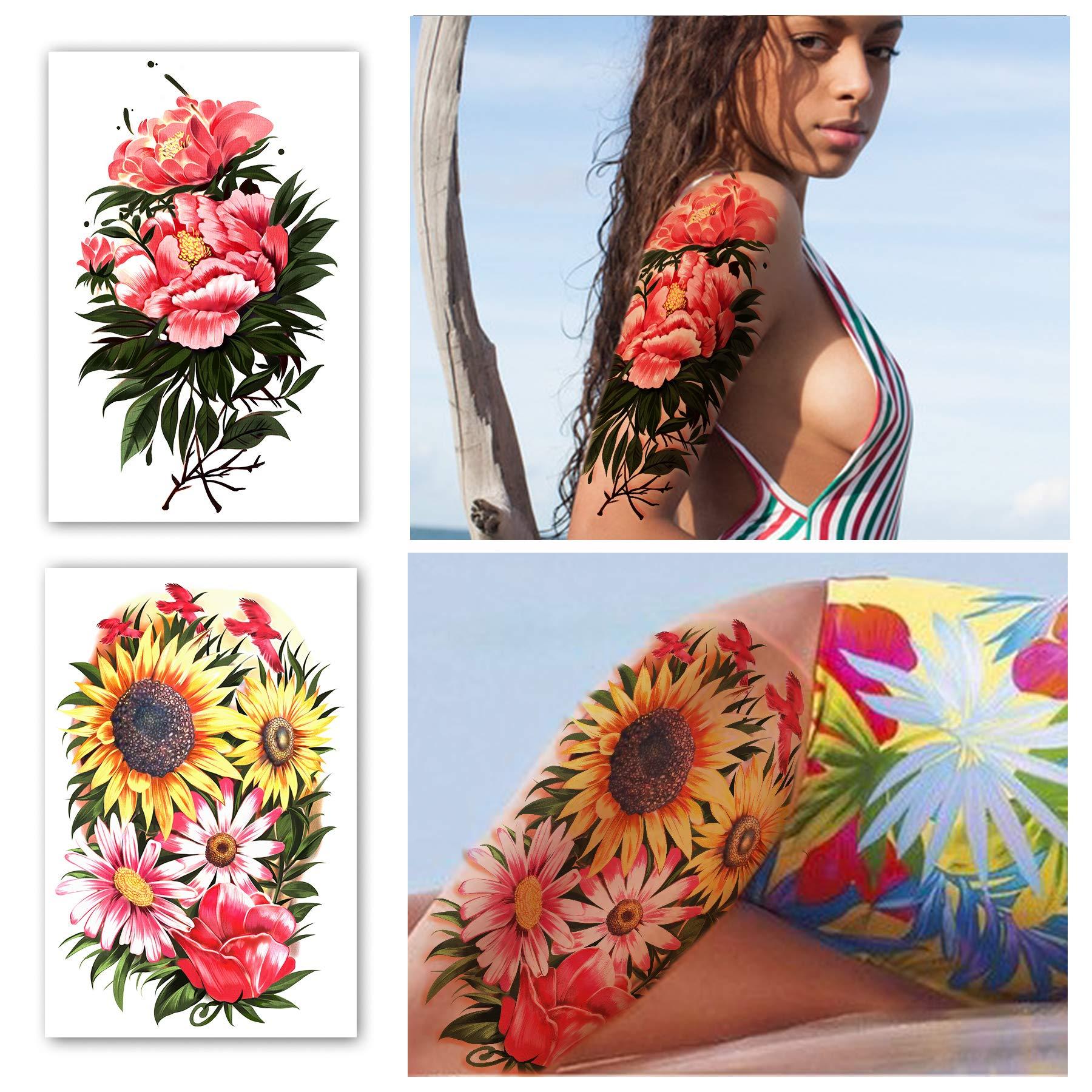 Temporary Tattoo Full Arm 8 Sheets and Half Arm Shoulder Waterproof Fake Tattoos 10 Sheets, Extra Large LastingTattoo Stickers for Girls or Women - Image 5