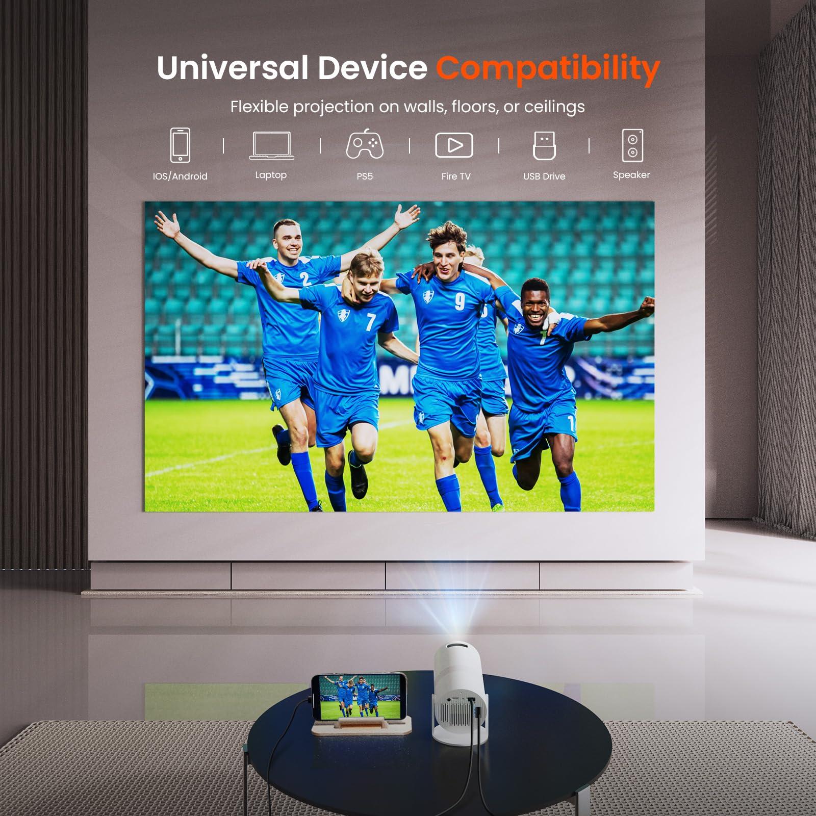 【Two-Way Bluetooth 5.2】Tecaki Mini Portable Projector for Home Theater & Outdoor Movies, 4K & 1080P HD Supported, 180° Rotatable Stand, Auto Keystone Correction, Long Lens Life, Electronic Focus - Image 5