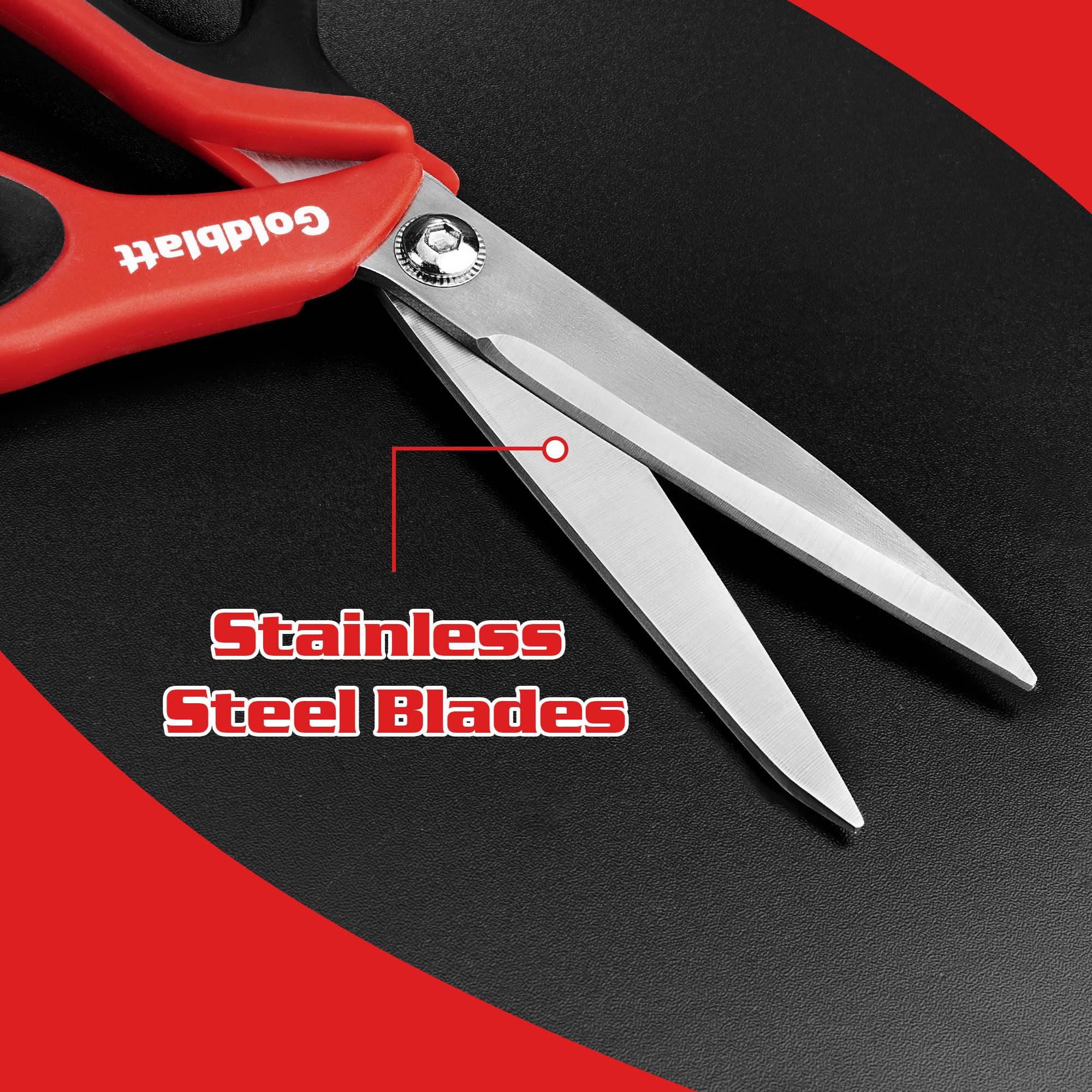 Goldblatt 2PCS Scissors Heavy Duty, 8-inch and 10-inch Multipurpose Scissors, Stainless Steel Blade, Comfortable Handle, Shop Scissors Easy Cutting Cardboard, Leather, Fabric - Image 6