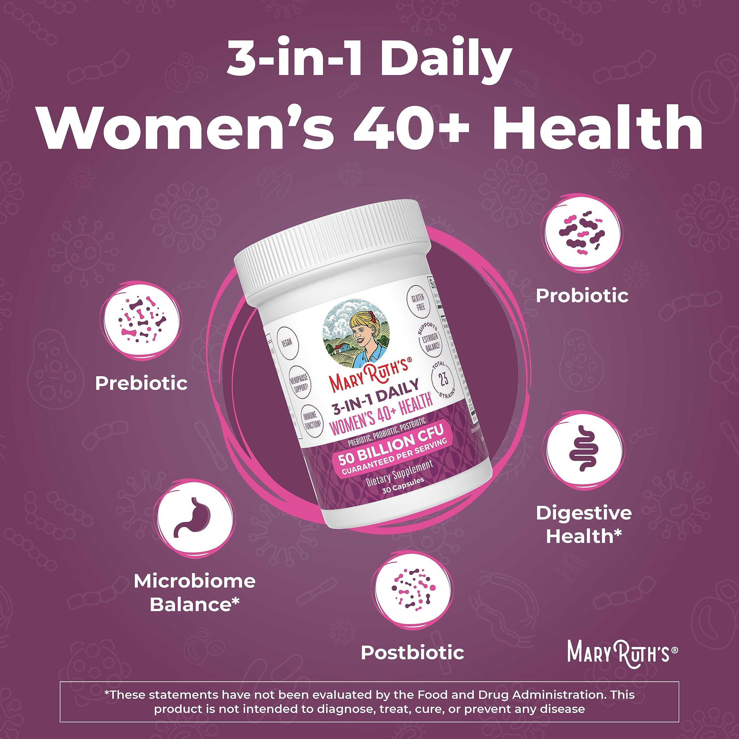 MaryRuth Organics 3-in-1 Daily Health 40+ Probiotics for Women | Clinically Tested | Estrogen Supplement for Women | 50 Billion CFU | Allergen Free | 30 ct - Image 9