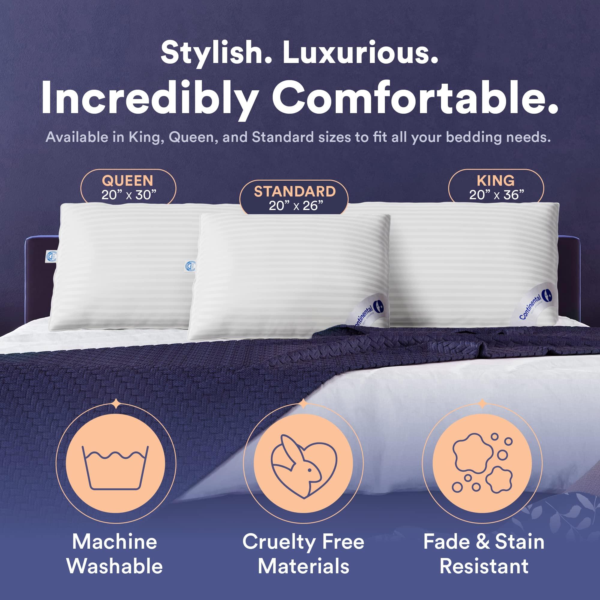 Continental Bedding | Serenity Goose Down Pillow | 700 Fill Power Hungarian White Down | 400TC Cotton Damask Shell | Made in USA | Soft, Queen (Pack of 1) - Image 8