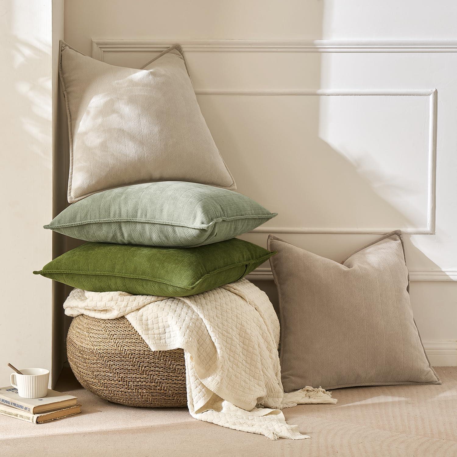 MIULEE Pack of 2 Sage Green Decorative Pillow Covers 20x20 Inch Soft Chenille Luxurious Couch Throw Pillows Farmhouse Cushion Covers with Elegant Design for Sofa Bedroom Living Room Home Decor - Image 7