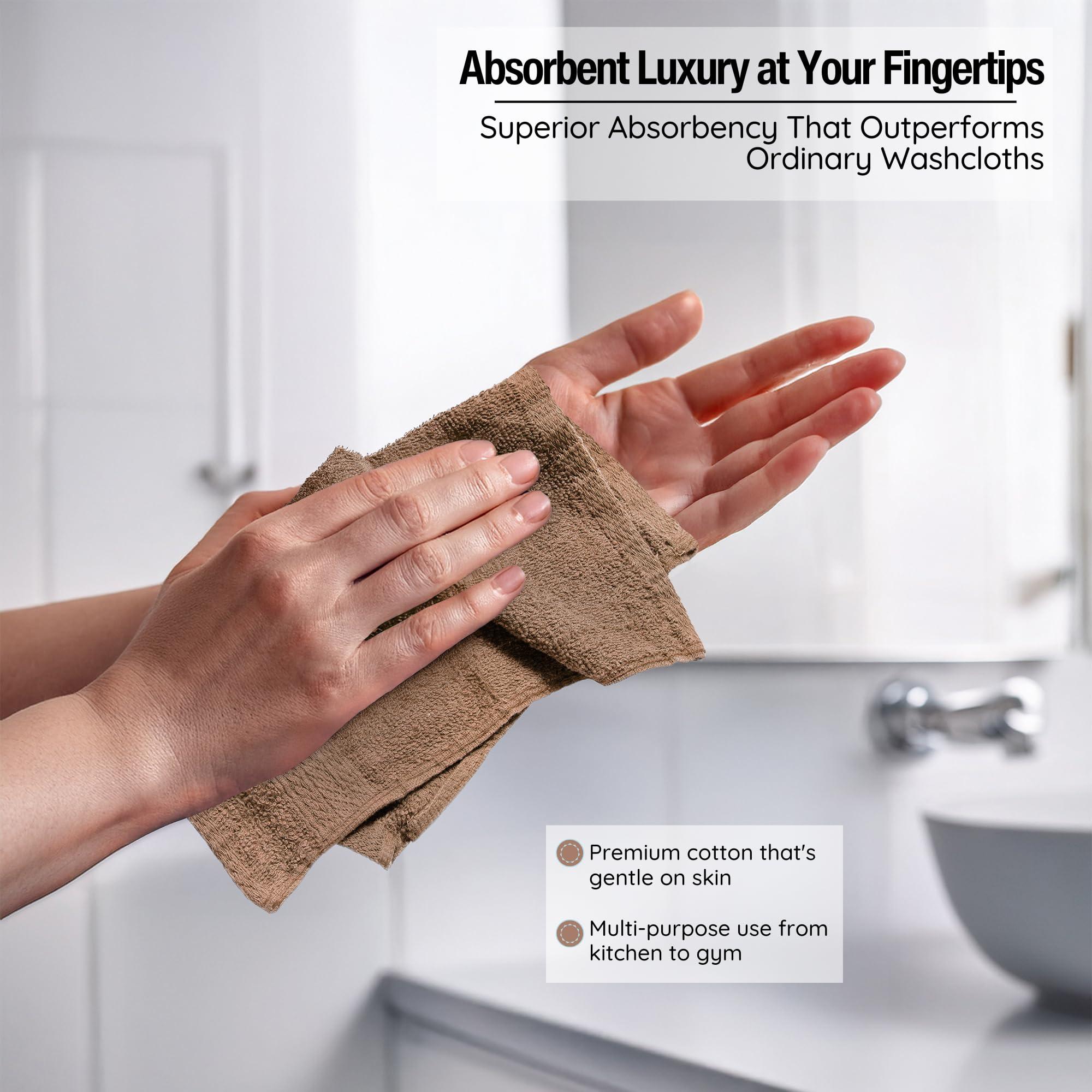 Luxurious Washcloths – Set of 12 – Size 13” x 13” – Thick Loop Pile Washcloth – Absorbent and Soft 100% Ring-Spun Cotton Wash Cloth – Lint Free Face Towel – Wash Cloths Perfect for Bathroom - Image 6