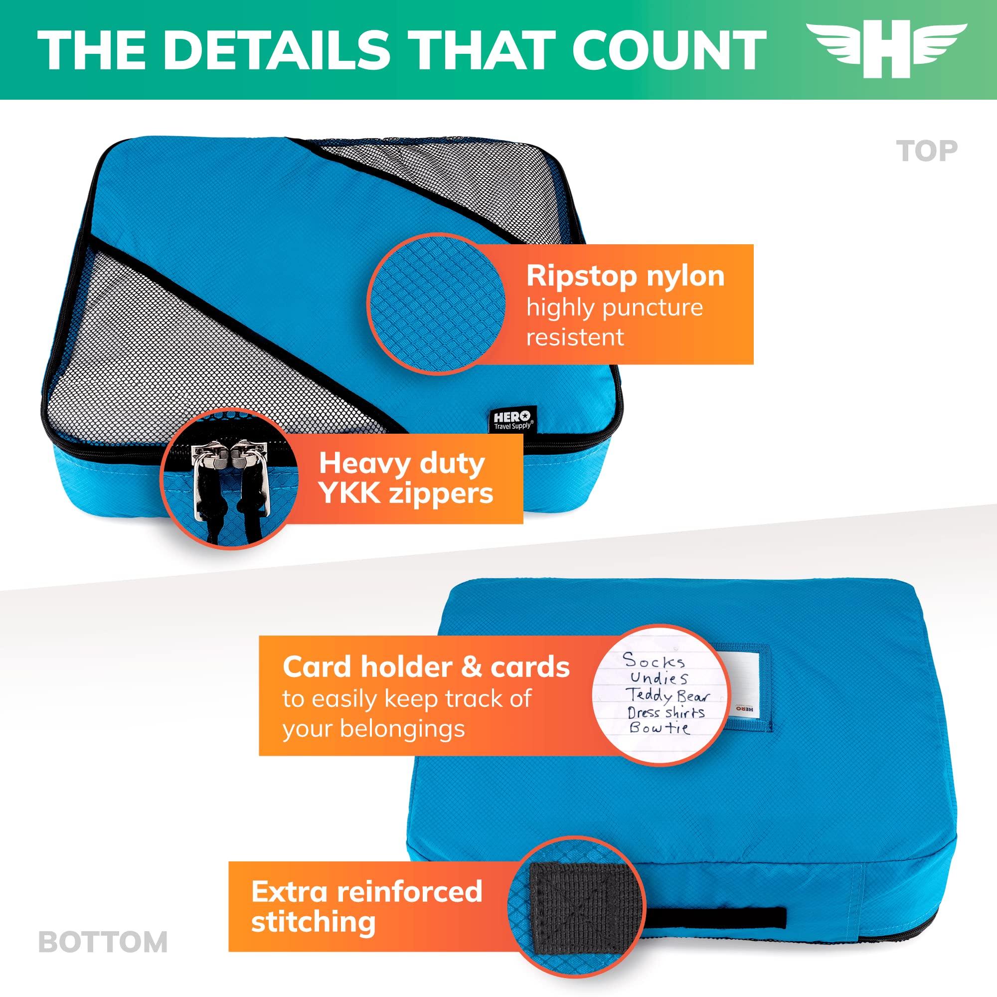 HERO Packing Cubes (3 Set) for Carry On Luggage with Bonus Laundry Bag - Image 3