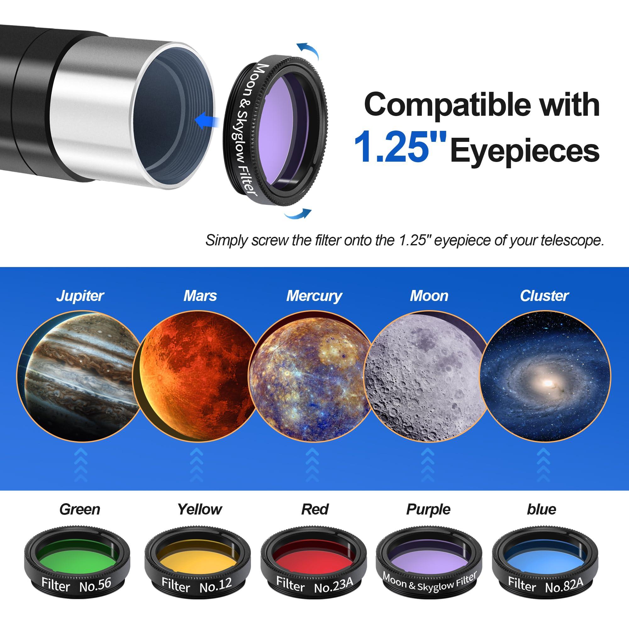 HSL 150EQ Astronomical Reflector Telescope for Adults high Powered,150mm Aperture Professional Telescopes for Adults Astronomy,Comes with 5 Color Filters Set and 3X Barlow Lens - Image 2
