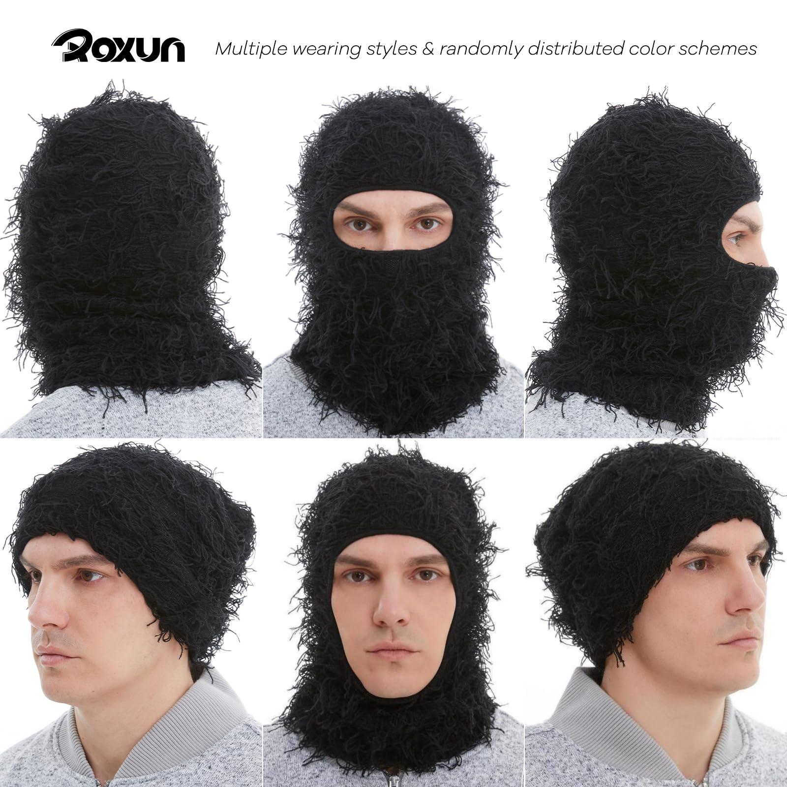 ROXUN Distressed Balaclava Ski Mask, Shiesty Yeat Airsoft Custom Camo Knitted Face Mask for Men/Women - Image 2