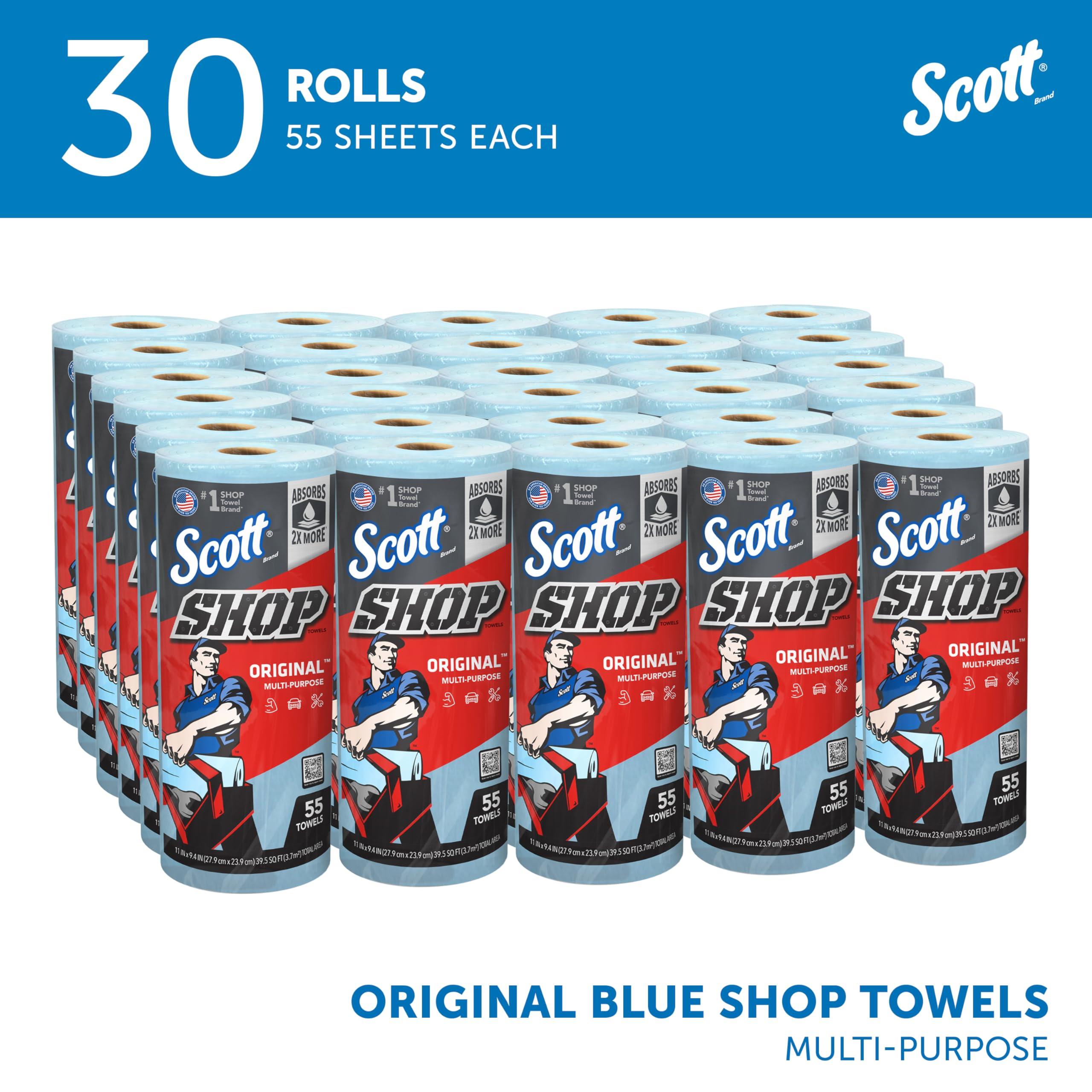 Scott Shop Original Blue Towels (75130), 9.4"x11" Cloth-like Paper Towel (30 Rolls of 55 Sheets, 1,650 Sheet Total) - Image 2