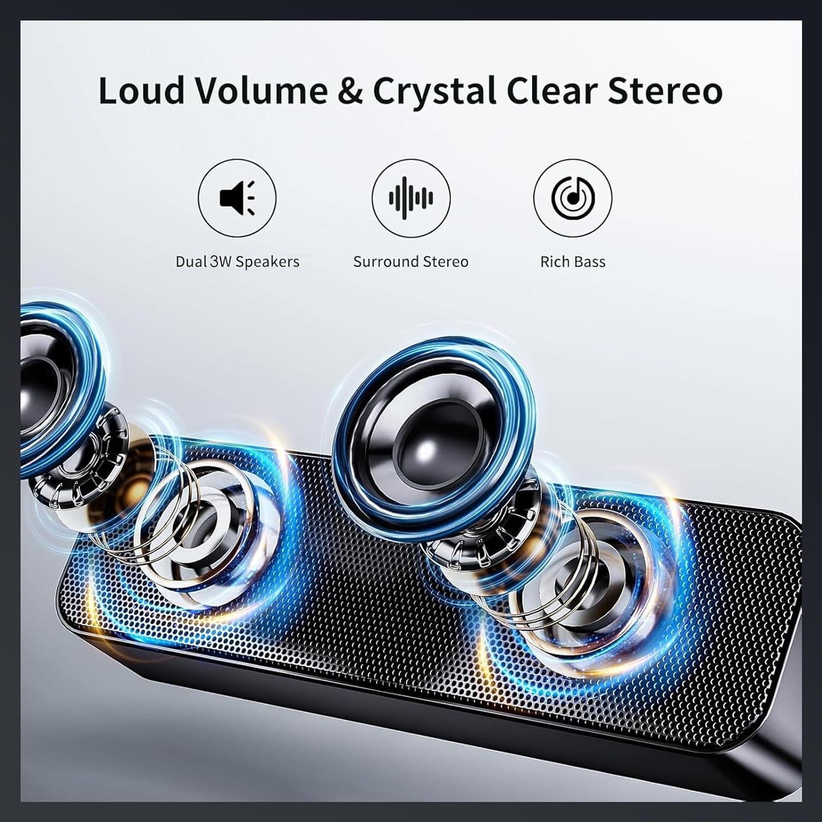 USB Computer Speakers,Pc Speakers for Desktop,Stereo Sound & Enhanced Bass,with 3.5mm Aux-in,Bluetooth,TF Card Port,USB Powered Speakers for Desktop Monitor,for Web Conferences,Offices,Teacher,Music - Image 4