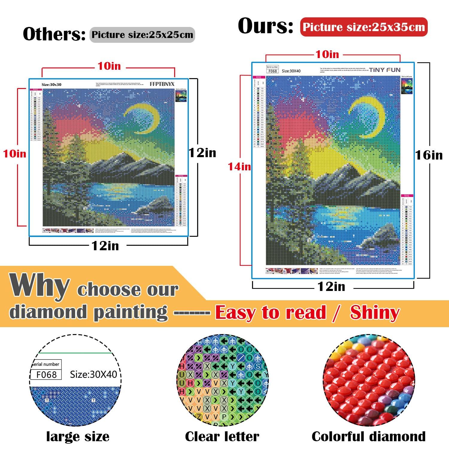TINY FUN 12 Pack Diamond Painting Kits for Adults 5D Diamond Art Kit Paint by Number for Beginners, DIY Paint with Round Full Drill Diamonds Paintings Gem Art for Home Wall Decor Gift (12X16 Inch - Image 2