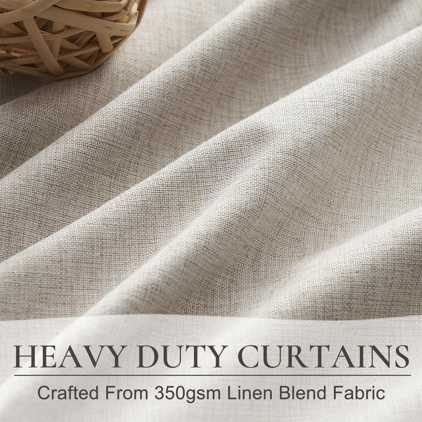 Natural Linen Pinch Pleated Blackout Curtains & Drapes 96 Inch Long Bedroom/Livingroom Farmhouse Curtains 2 Panel Sets, Neutral Track Room Darkening Thermal Insulated 8ft Back Tab Window Curtain - Image 5