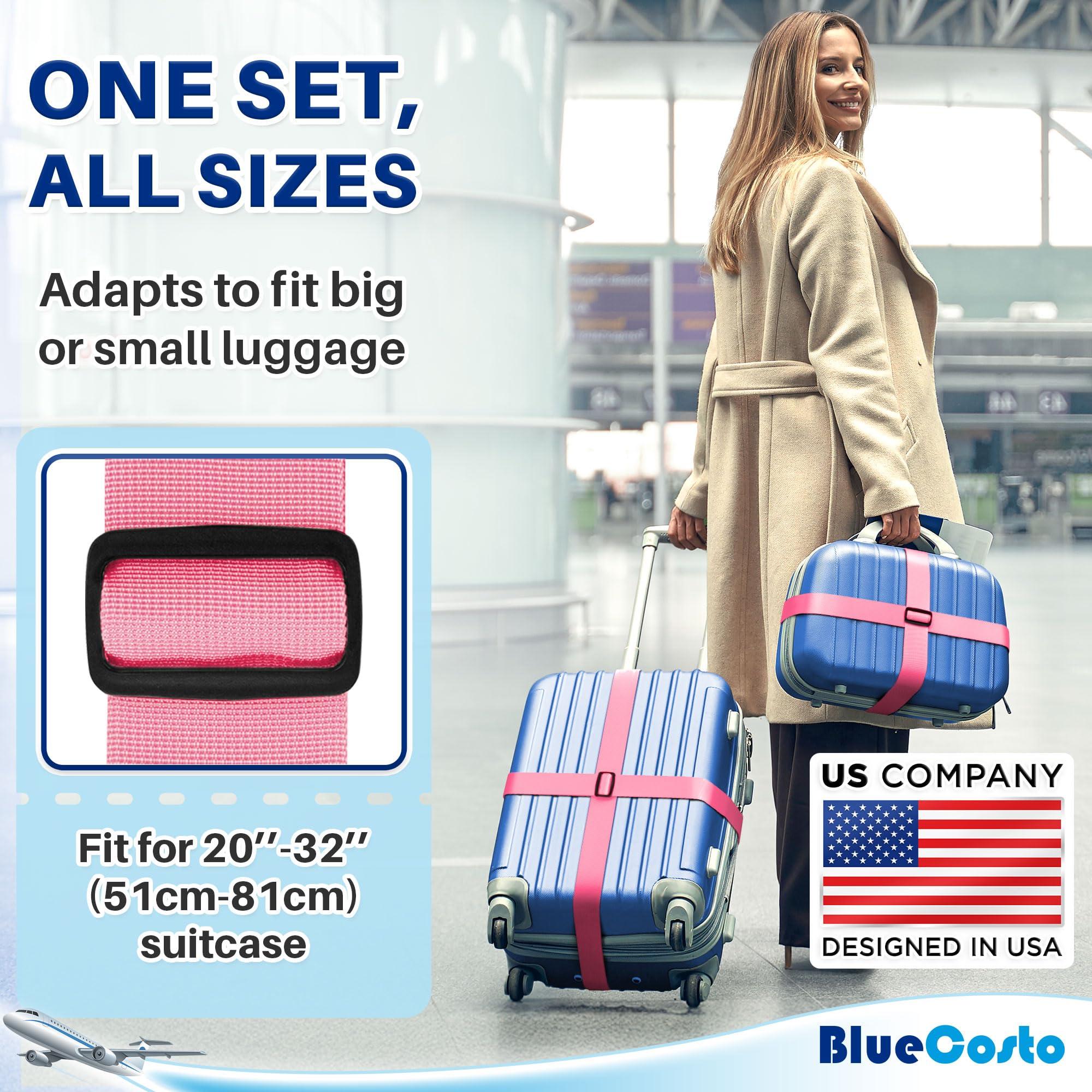 Luggage Straps for Suitcases - TSA Approved - Pink, 4 PK - Premium Nylon Belts for Suitcase, Briefcase & Travel Bag - Adjustable Strap Length 46" - 78" - Image 3