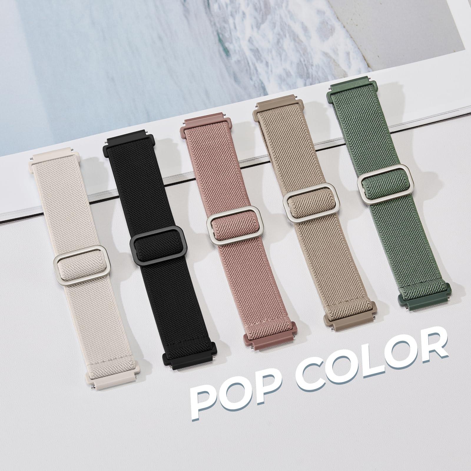 Acextro 5 Pack Stretchy Bands Compatible with Samsung Galaxy Watch 7 6 5 4 FE Band 40mm 44mm 45mm/Watch 6 4 Classic 4 42mm 46mm 43mm 47mm/Active 2, 20mm Water-Resistant Elastic Nylon Sport Strap - Image 4
