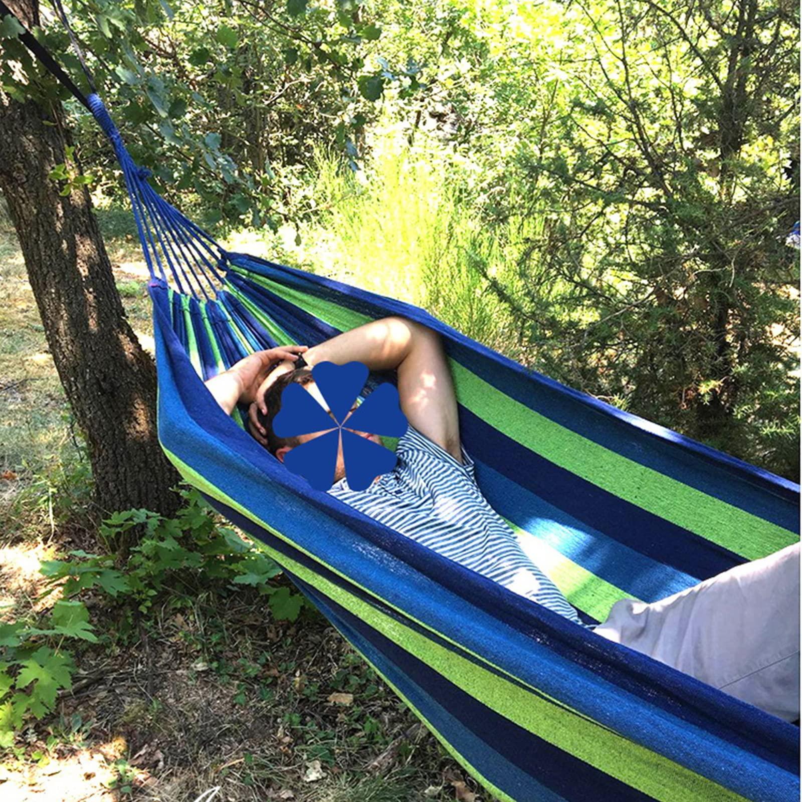 ANYOO Cotton Hammock Portable Camping Hammocks for Hanging Sturdy Garden Comfortable Fabric Hammock with Tree Straps Up to 660lbs with Travel Bag for Camping Outdoor/Indoor Patio Backyard - Image 8