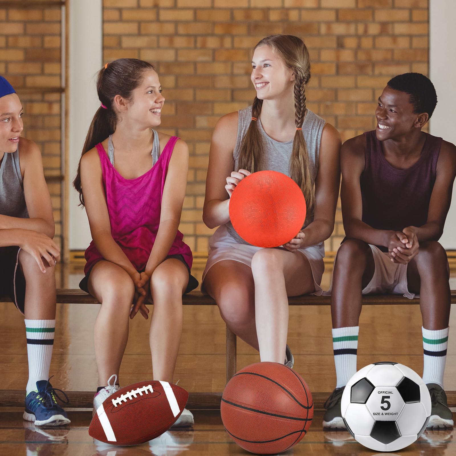 HyDren Sports Balls Set for Teen Adult, Include Official Size Basketball Soccer Ball Football Playground Ball with Pump and Equipment Carry Bag Sports Gift Back to School - Image 7