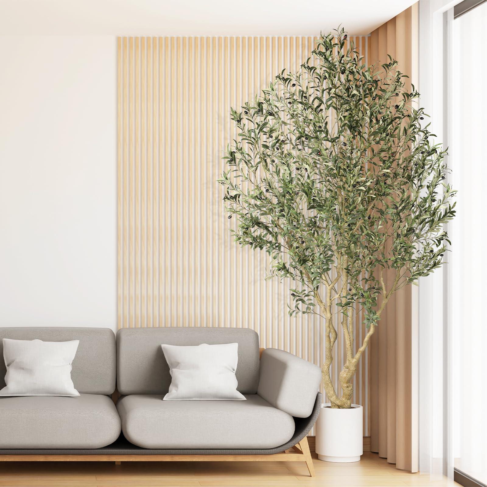 Realead Artificial Olive Tree 8ft - Large Faux Olive Tree with Realistic Leaves and Olives - Full and Grand Design Fake Olive Tree with Sturdy Base for Indoor Outdoor Office Decor - Image 6