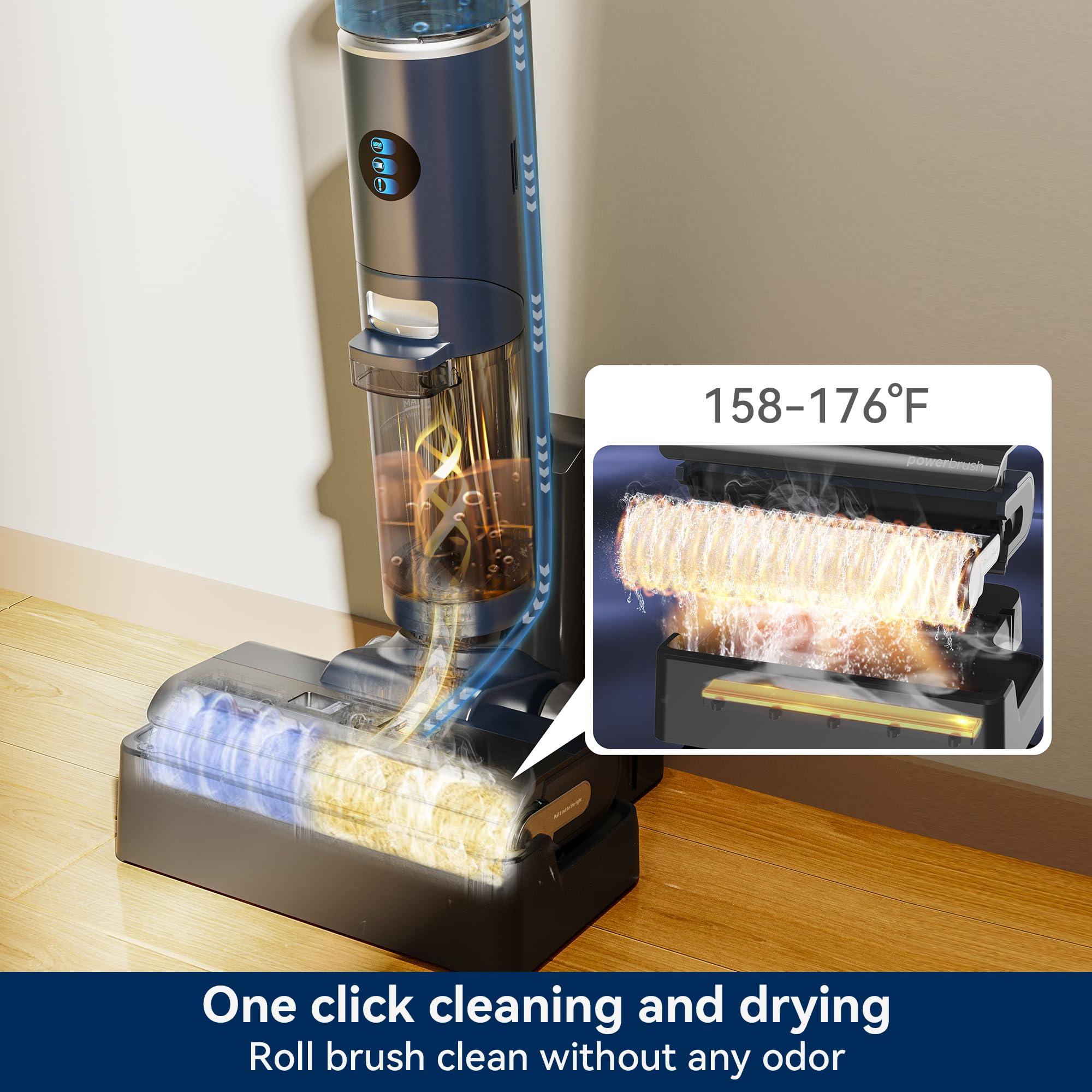 JONR ED12 PRO Wet Dry Dual-use Vacuum Cleaner,An Intelligent Vacuum Cleaner Suitable for Hard Floors,Three Sided Cleaning,Hot Water Self-Cleaning,Hot Air Drying,850ml Water Tank, Easy to Clean Hair - Image 5