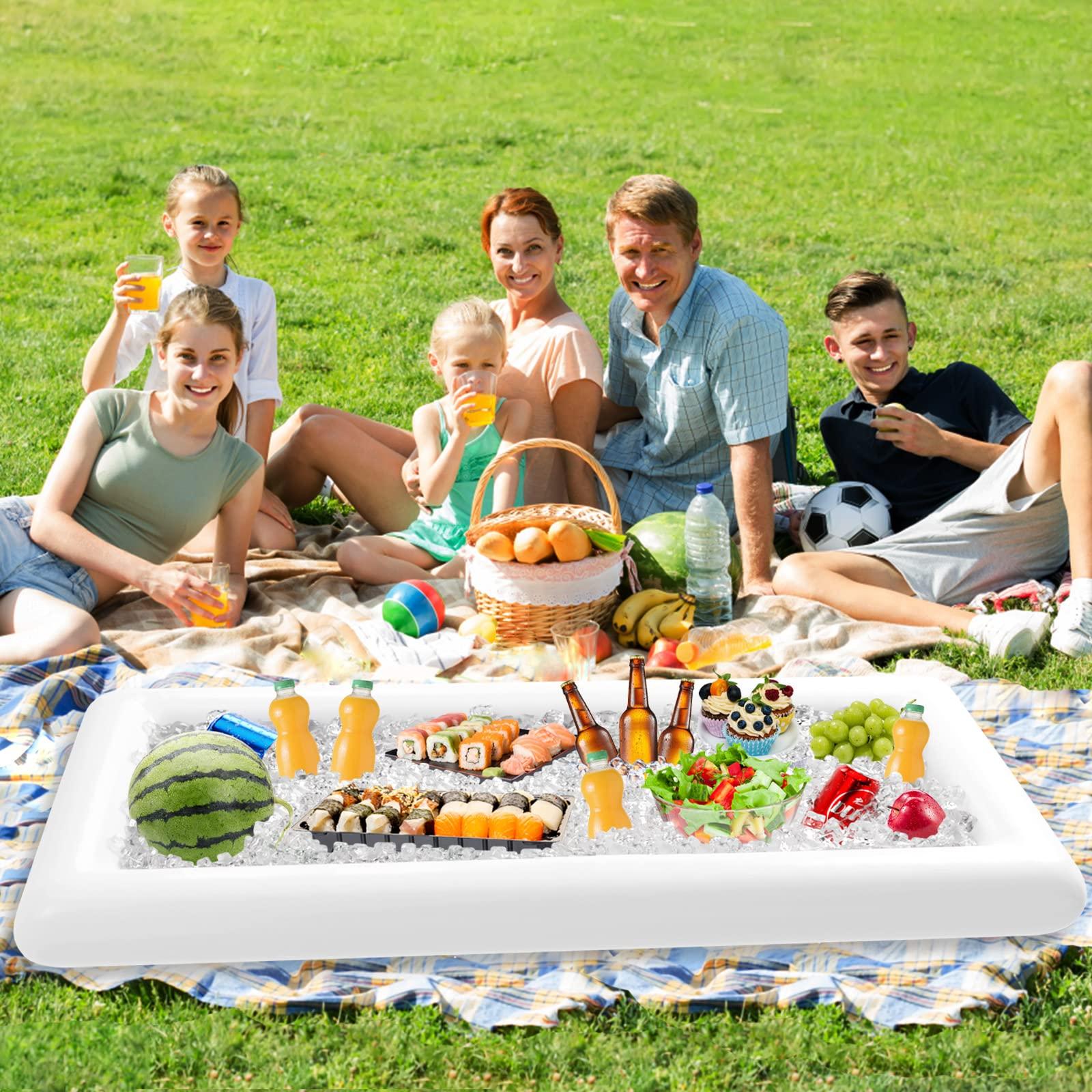 Jasonwell Inflatable Serving Bars Ice Buffet Salad Serving Trays Food Drink Holder Cooler Containers Indoor Outdoor BBQ Picnic Pool Party Supplies Luau Cooler w Drain Plug - Image 4