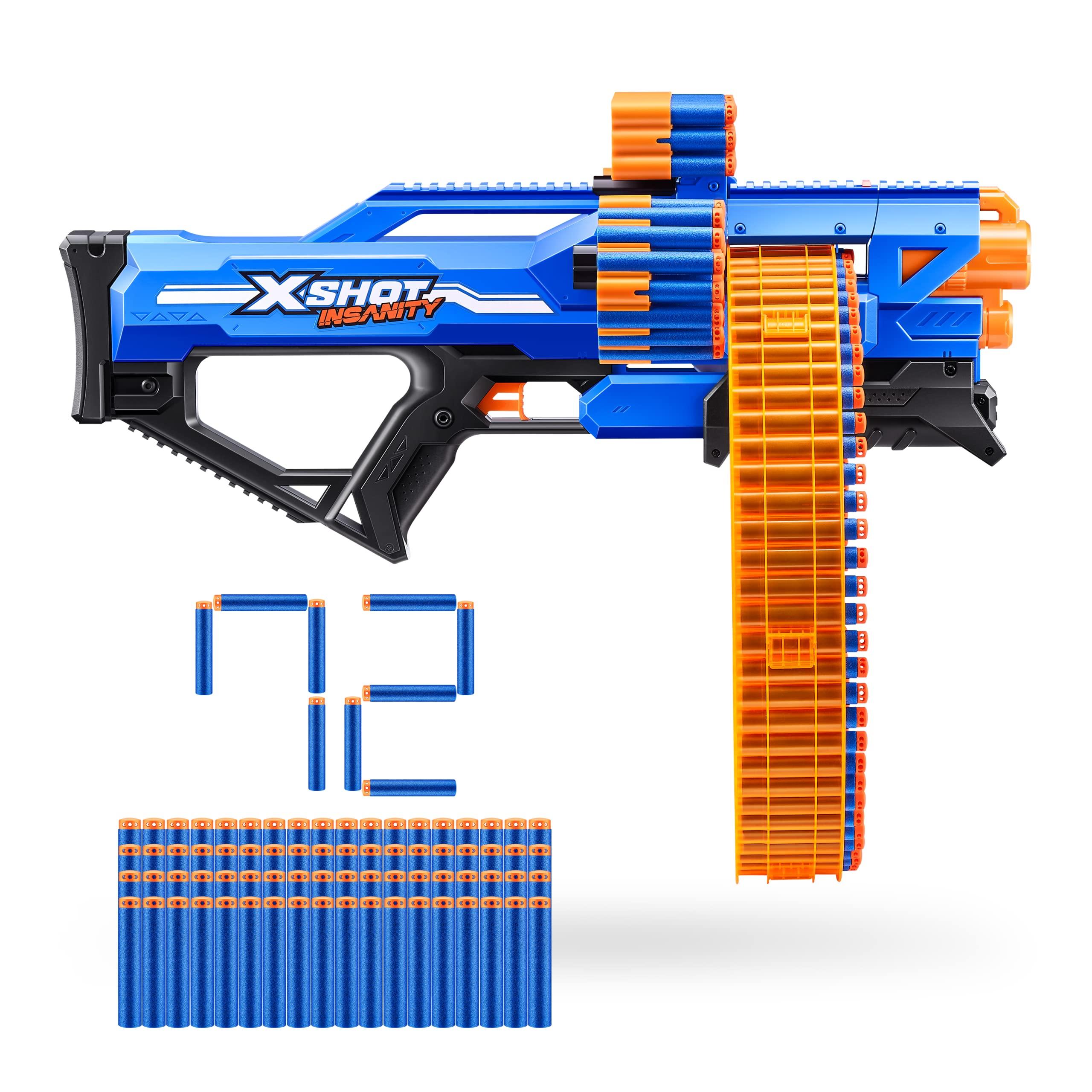 X-Shot Insanity Mad Mega Barrel by ZURU with 72 Darts, Air Pocket Technology and Dart Storage, Rotating Barrel with Large Dart Capacity, Outdoor Toy for Boys and Girls, Teens and Adults