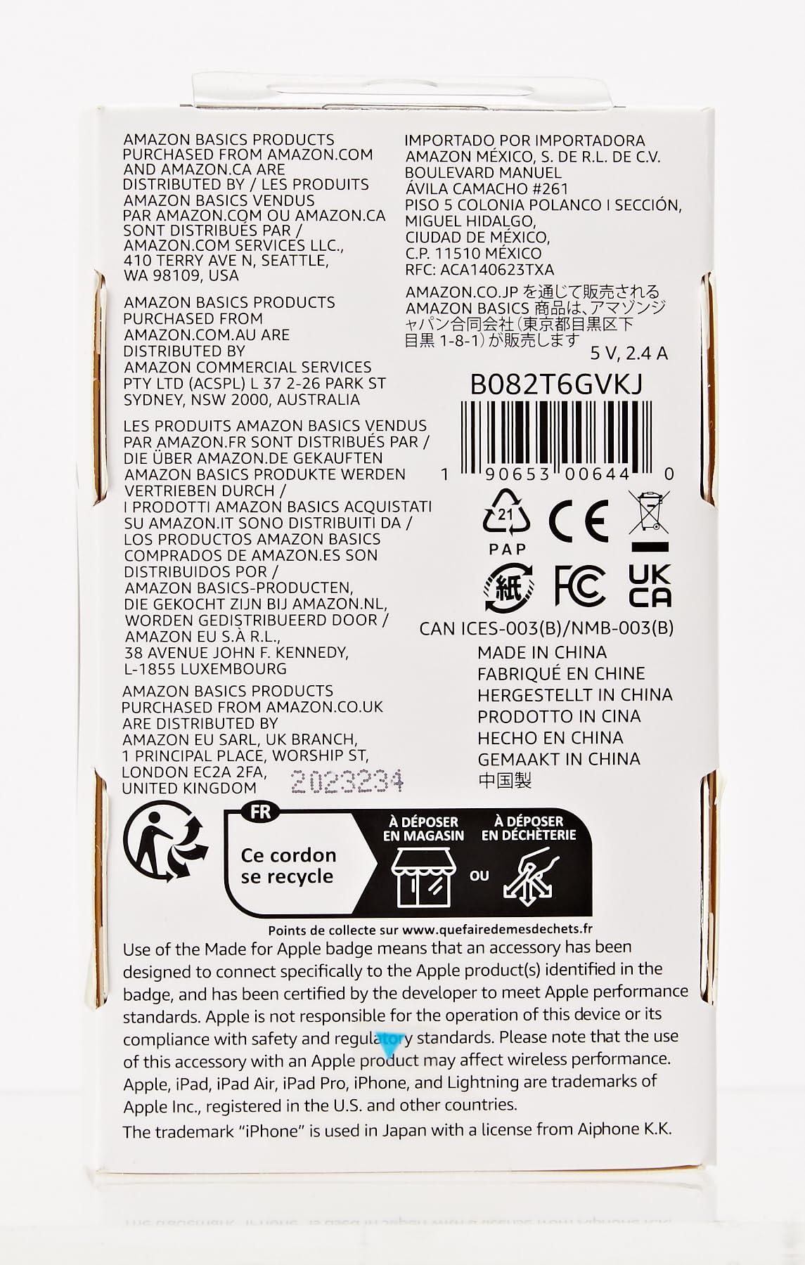 Amazon Basics USB-A to Lightning Charger Cable, Nylon Braided Cord, MFi Certified Charger for Apple iPhone 14 13 12 11 X Xs Pro, Pro Max, Plus, iPad, 6 Foot, Dark Gray - Image 9