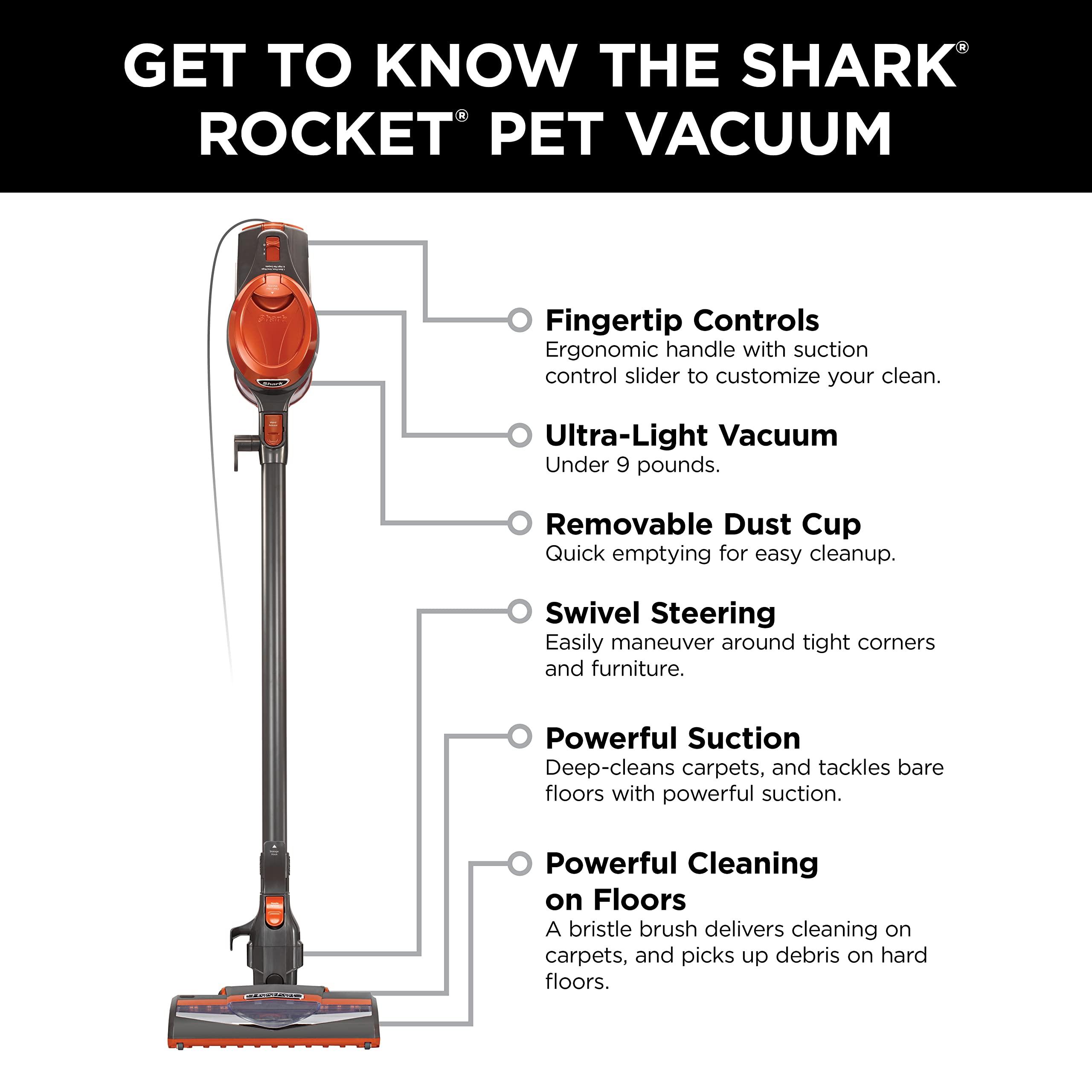 Shark Rocket Ultra-Light Corded Bagless Vacuum for Carpet and Hard Floor Cleaning with Swivel Steering (HV301), Gray/Orange - Image 12