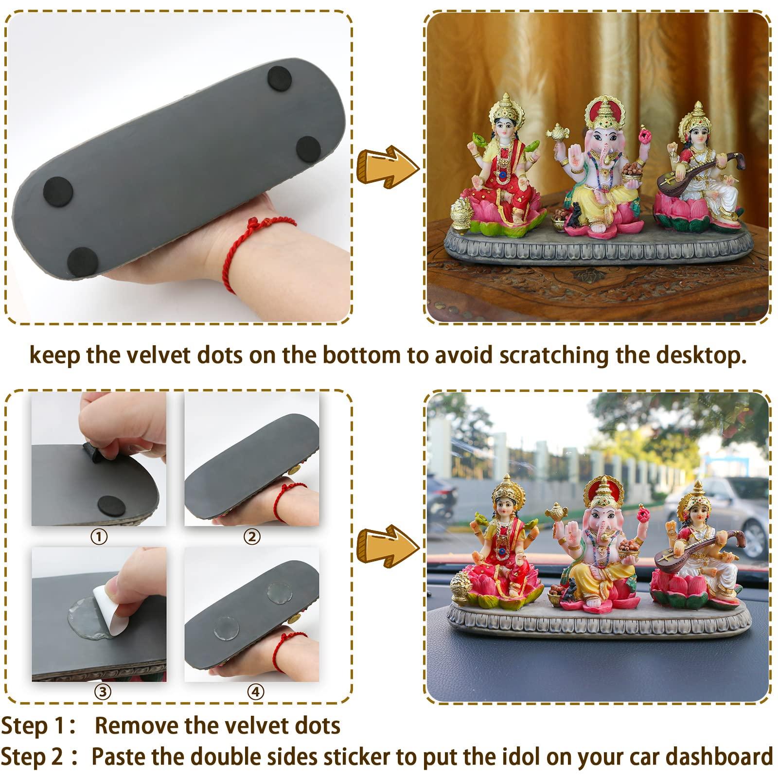 India Laxmi Ganesh Saraswati Statue - 3.9”H Indian God Lakshmi Ganesha Saraswati Idol Figurine Hindu Diwali Gifts Diwali Decoration Home Office Mandir Temple Pooja Item - Image 5