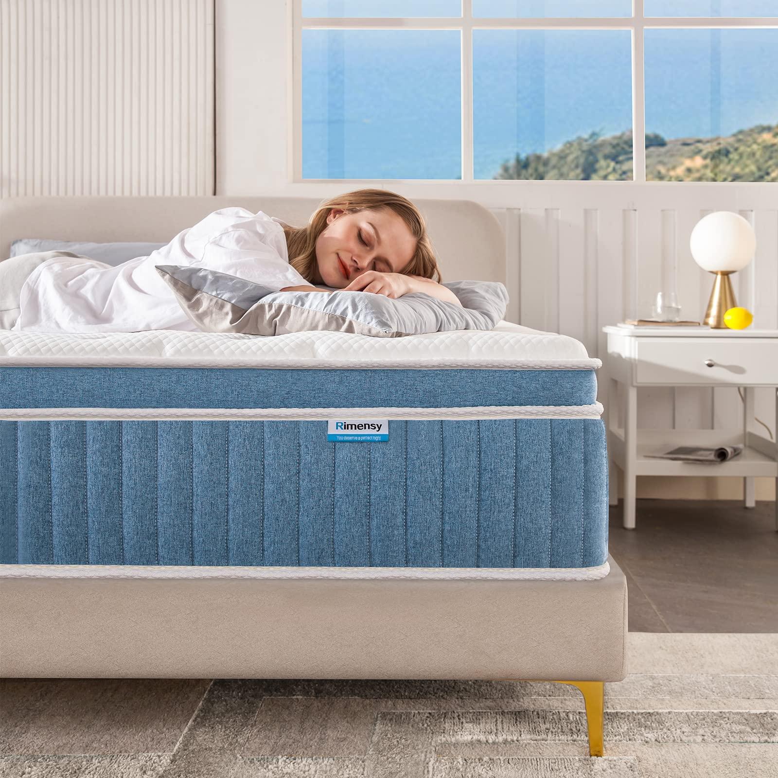 Rimensy Full Mattress, 12 Inch Hybrid Mattress in a Box, Gel Memory Foam Mattress, Individually Wrapped Pocket Coils Innerspring Mattress, Support & Pressure Relief, Medium Firm Feel