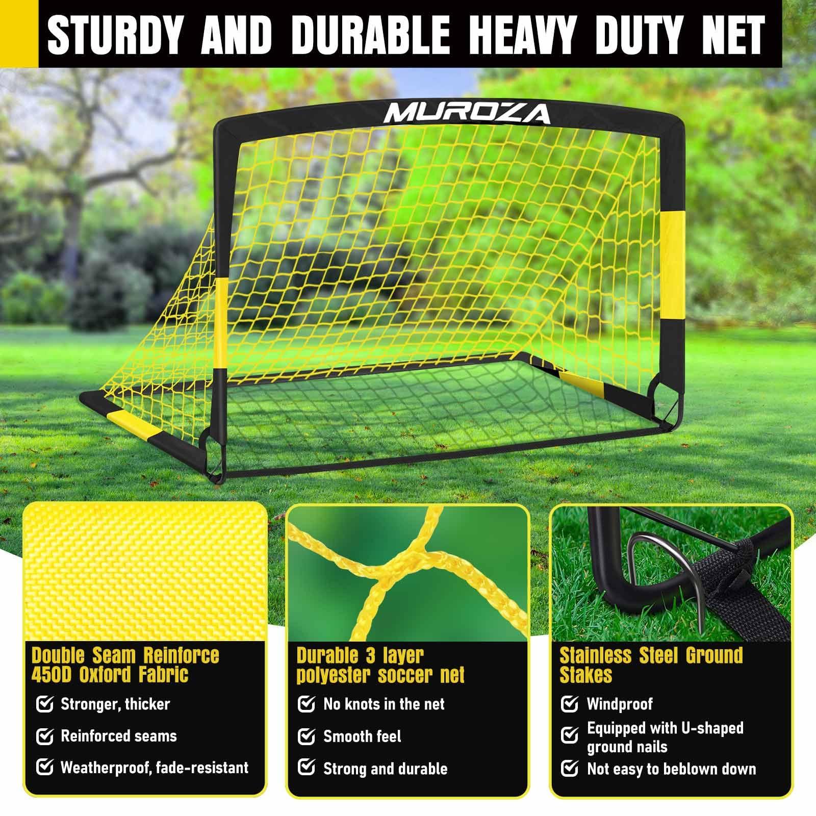 Kids Soccer Goals for Backyard Set, 2 Pack of Portable Pop Up Soccer Nets with Soccer Ball, Cones, Complete Training Equipment for Youth, Toddler Outdoor Sports Games - Image 3