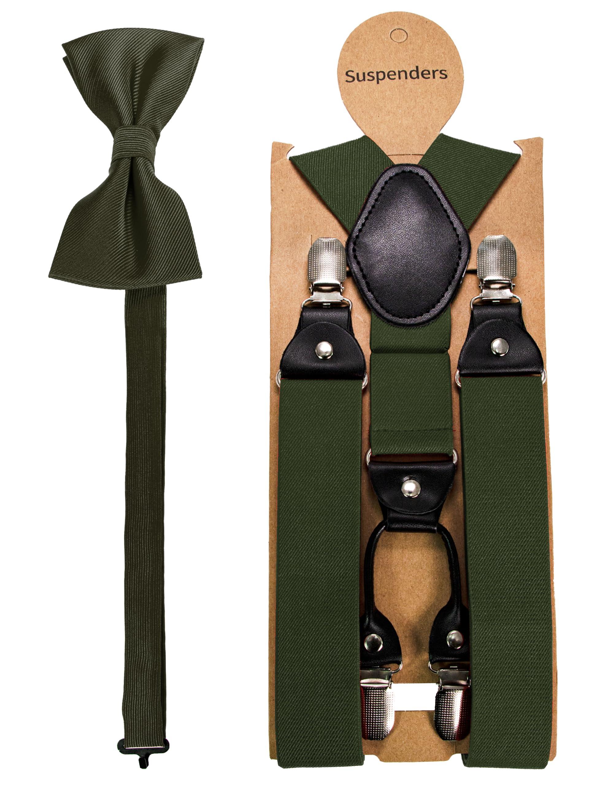 JEMYGINS Solid Color Suspender and Silk Bow Tie Sets for Men - Image 4