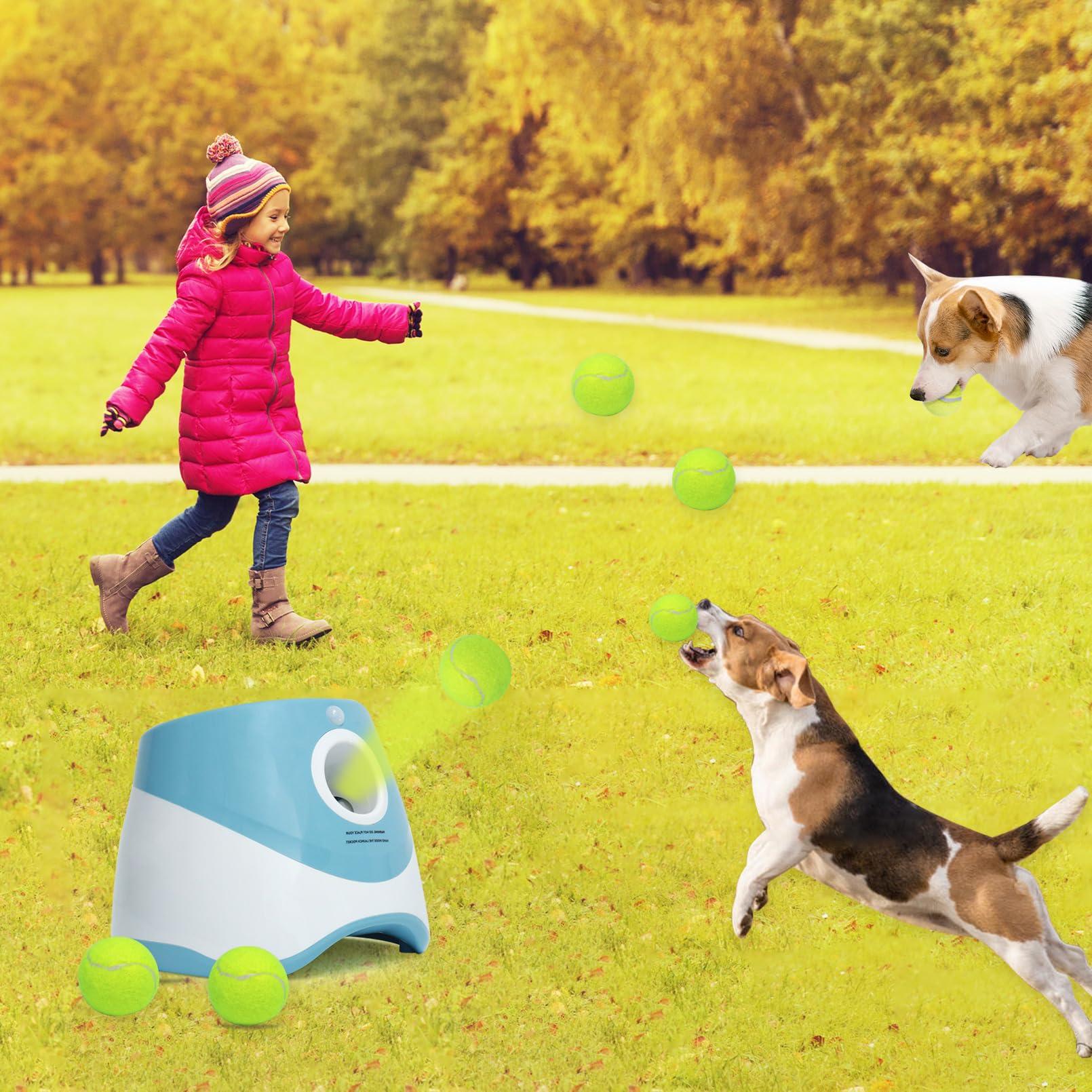 jovani Dog Ball Thrower Launcher for Small and Middle Dogs, Automatic Ball Launcher with 3 Adjustable Distance 10-30ft, Interactive Dog Toys Included 9 Mini Tennis Balls (2"), Blue - Image 7