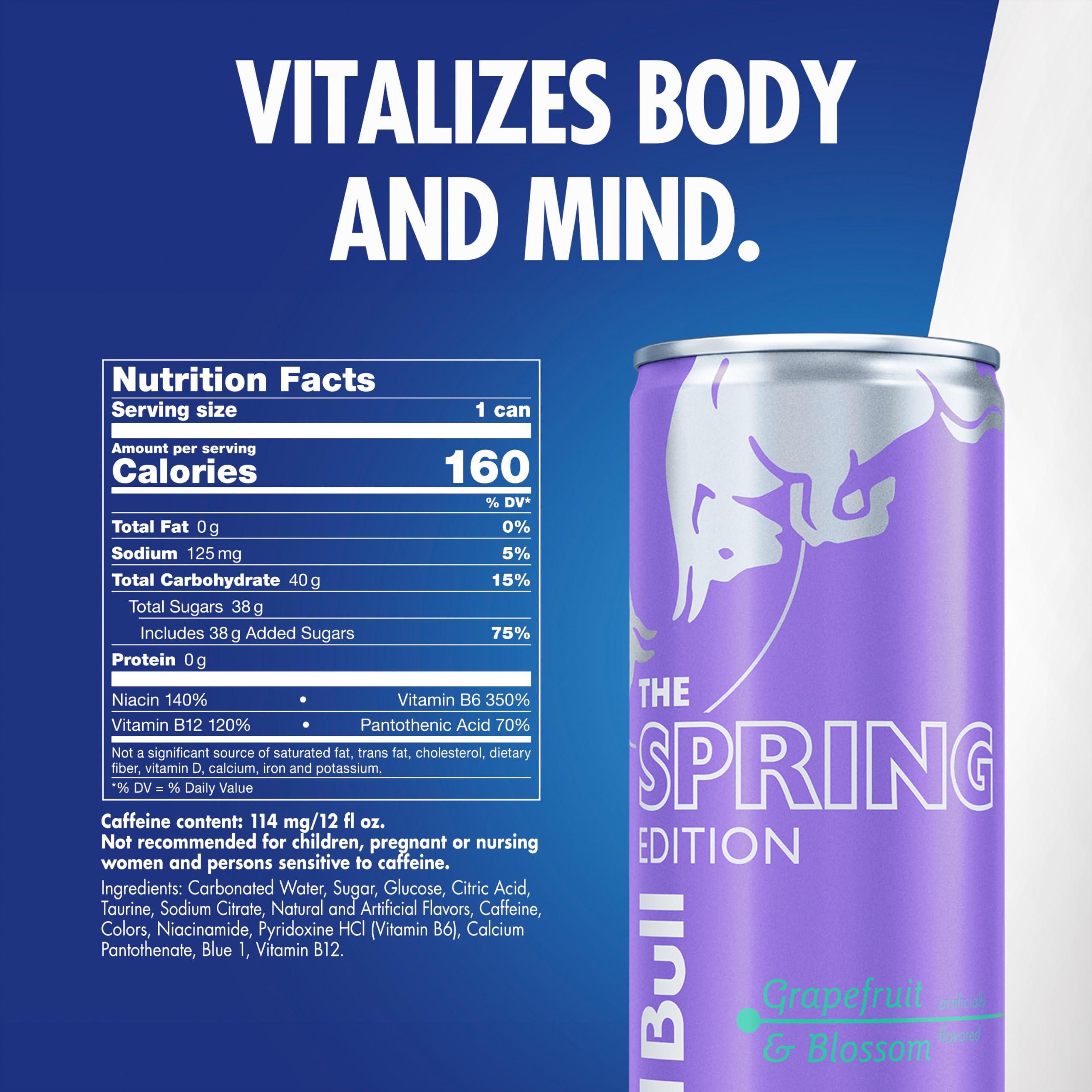 Red Bull Spring Edition Energy Drink, Grapefruit, 12 fl. oz., Case of 24 cans, with 114mg Caffeine, Taurine & B Vitamins - Image 2
