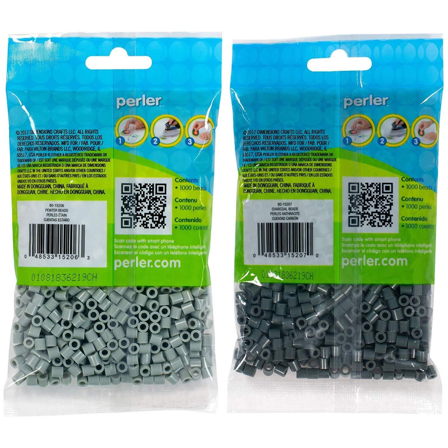 Perler Bead Bag 1000, Bundle of Pewter and Charcoal (2 Pack) - Image 2