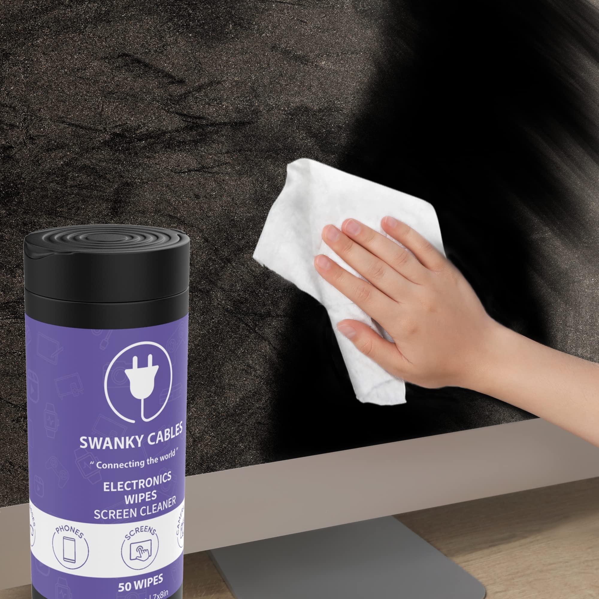 Swanky Cables Screen Cleaner Wipes: Electronic Wipes for Screens - Computer Screen Wipes for Lens, Phone, Tv Screen and Monitor Cleaning - Tech Wipes & Microfiber Cloth (Canister, 200 Count) - Image 8