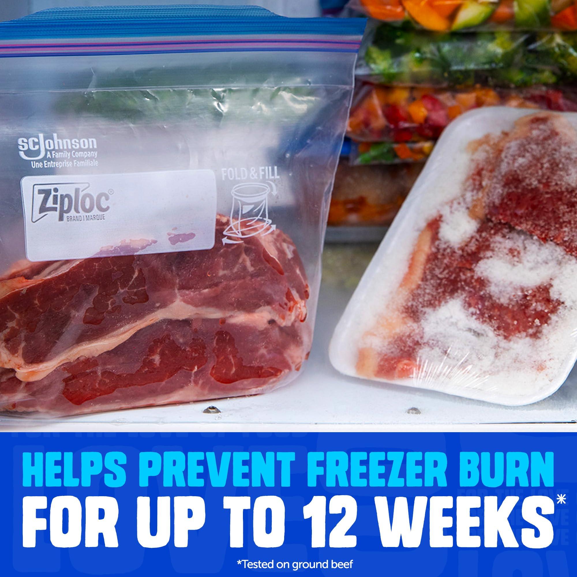 Ziploc Quart Freezer Storage Bags, Stay Open Design, Easy to Fill, 60 count - Image 2