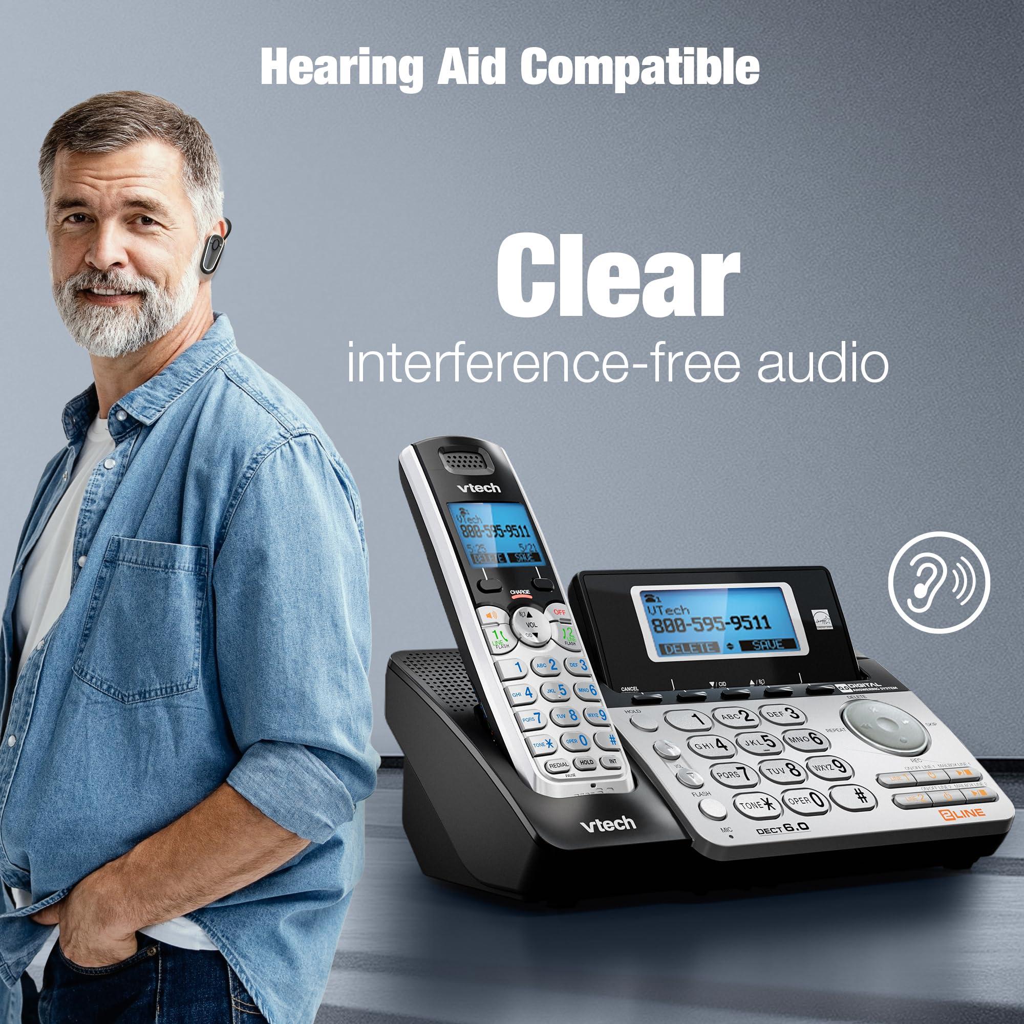 VTech DS6151-2 2 Handset 2-Line Cordless Phone System for Home or Small Business with Digital Answering System & Mailbox on Each line, Silver - Image 4
