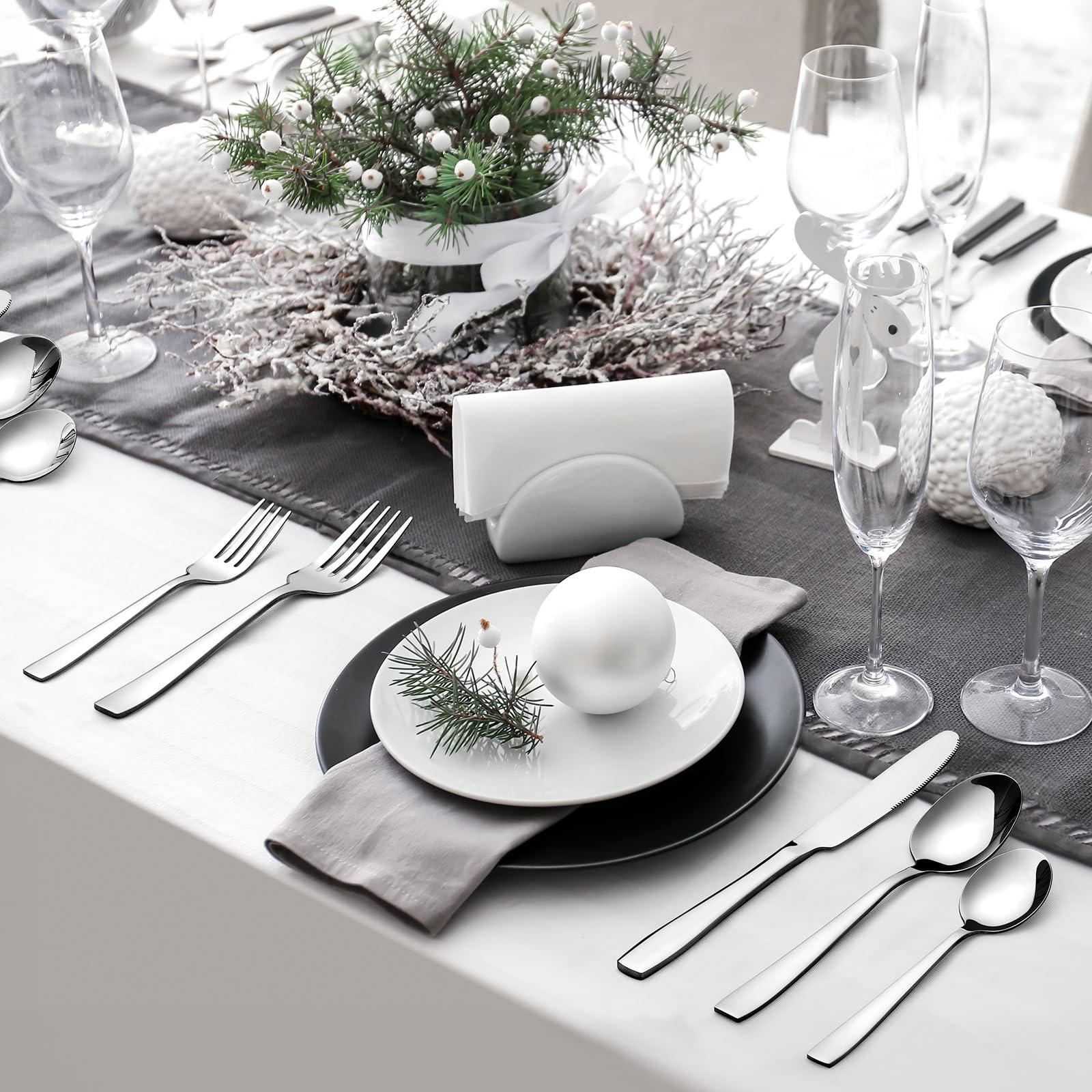 HIWARE 48-Piece Silverware Set with Steak Knives for 8, 18/8 Stainless Steel Flatware Cutlery Set For Home Kitchen Restaurant Hotel, Kitchen Utensils Set, Mirror Polished, Dishwasher Safe - Image 7