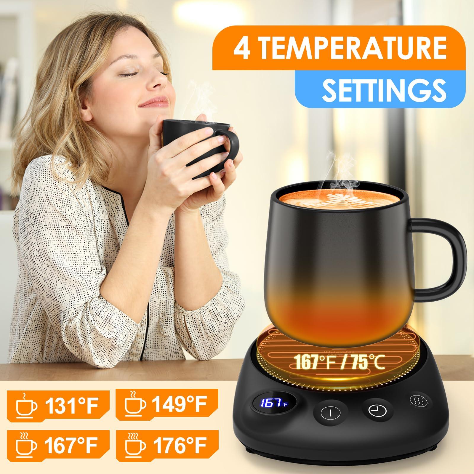 KitchekShop Coffee Mug Warmer - Fastest Heating & Highest Temperature, Coffee Cup Warmer for Desk Auto Shut Off, 4 Temp Settings & 1-12H Timer, Smart Electric Beverage Warmer for Coffee, Tea (Black) - Image 3