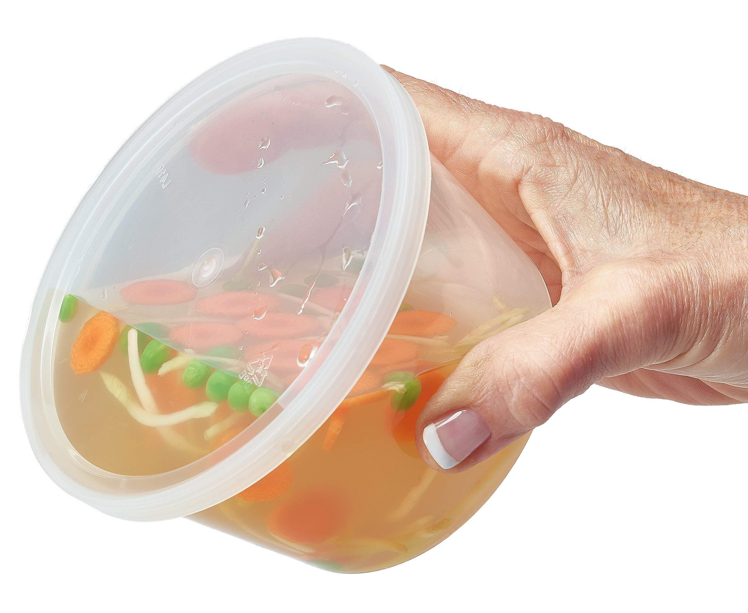 DuraHome Food Storage Containers with Lids 8oz, 16oz, 32oz Freezer Deli Cups Combo Pack, 44 Sets BPA-Free Leakproof Round Clear Takeout Container Meal Prep Microwavable, Airtight Lids (Mixed Sizes) - Image 4