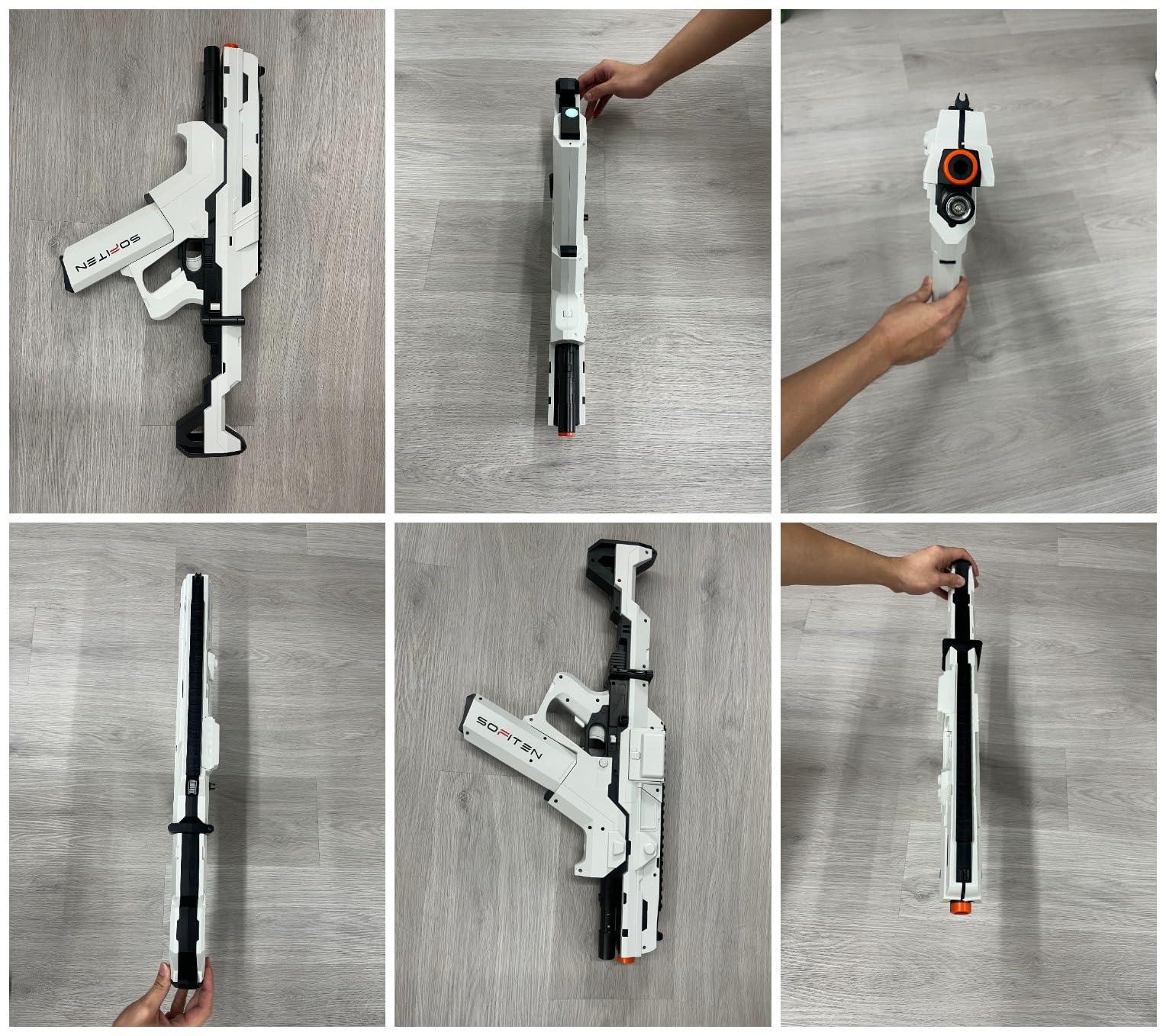 SOFITEN Toy Gun Automatic Sniper Rifle Tactical Vest Toy Foam Blaster with 150 Darts IR and Flashlight Foldable Stock The Shooting Activity Game for Kids Age 8-12 Gifts for Birthday Xmas - Image 8