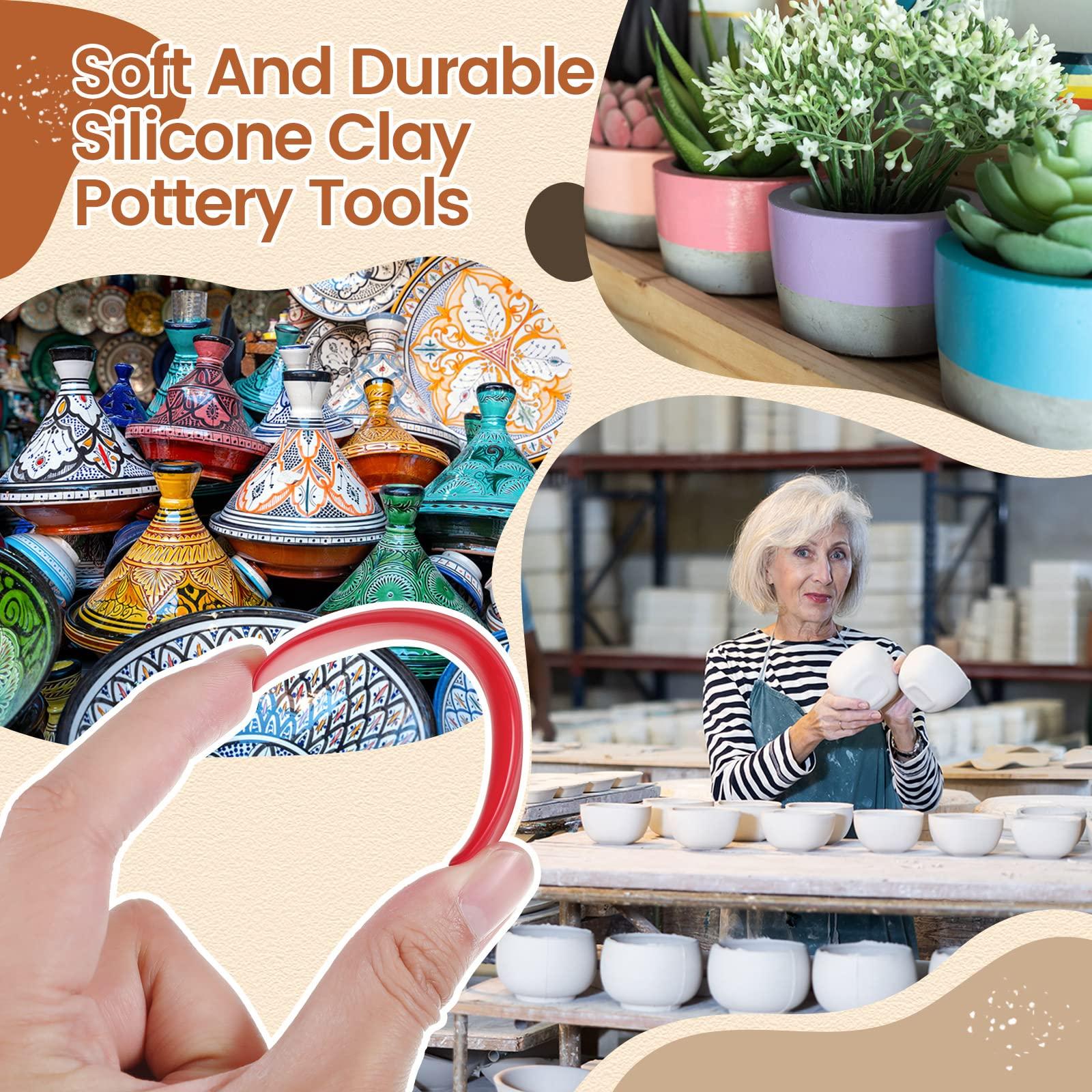 Sherr 21 Pcs Soft Ribs for Pottery Clay Silicone Rib Ceramics Tools Pottery Rubber Clay Ceramic Ribs for DIY Smooths Shapes Sculpting Tools, 7 Styles(Bright Color,Classic Style) - Image 4