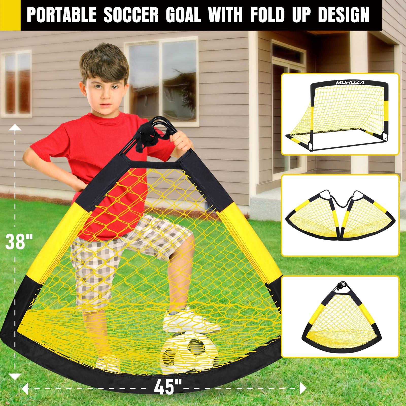 Kids Soccer Goals for Backyard Set, 2 Pack of Portable Pop Up Soccer Nets with Soccer Ball, Cones, Complete Training Equipment for Youth, Toddler Outdoor Sports Games - Image 8