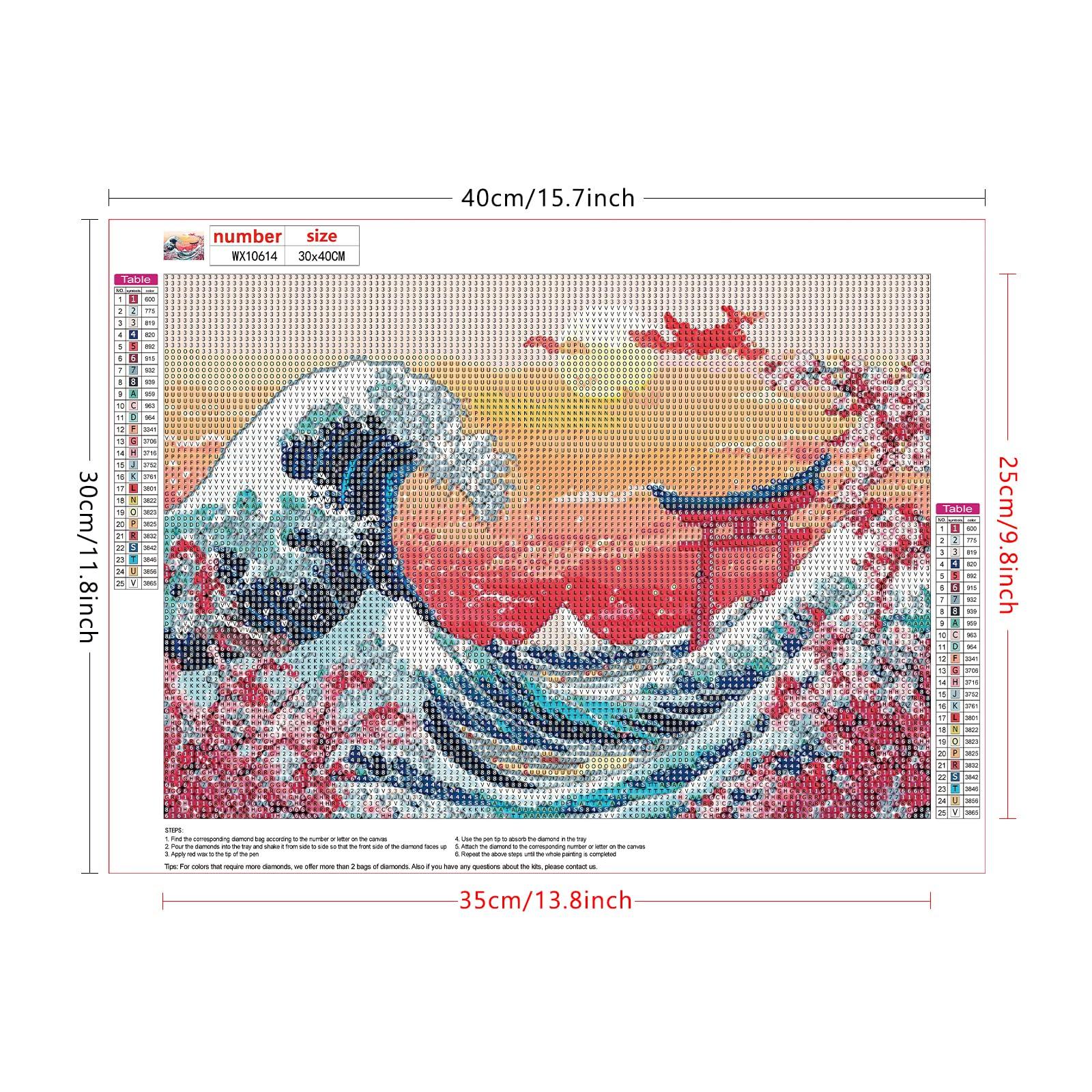 Lxmsja Cherry Blossom Diamond Art Kits for Adults, Great Wave DIY Full Drill Diamond Painting Kits for Beginners, 5D Gem Art Crafts for Adults, Home Wall Decor 16x12 inch - Image 6