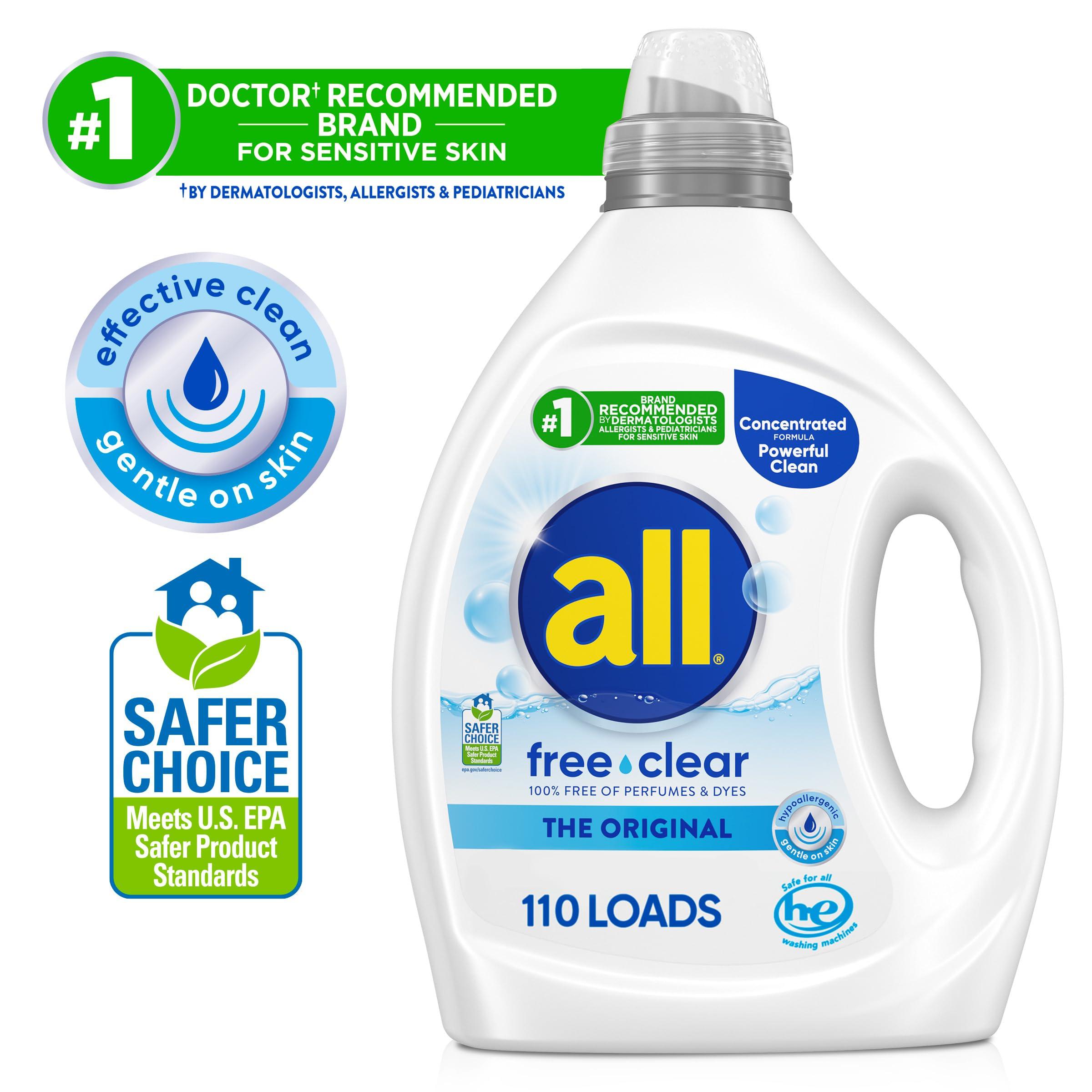 all free clear, Original, Liquid Laundry Detergent for Sensitive Skin, Unscented and Hypoallergenic, Concentrated, 82.5oz, 110 Loads - Image 4