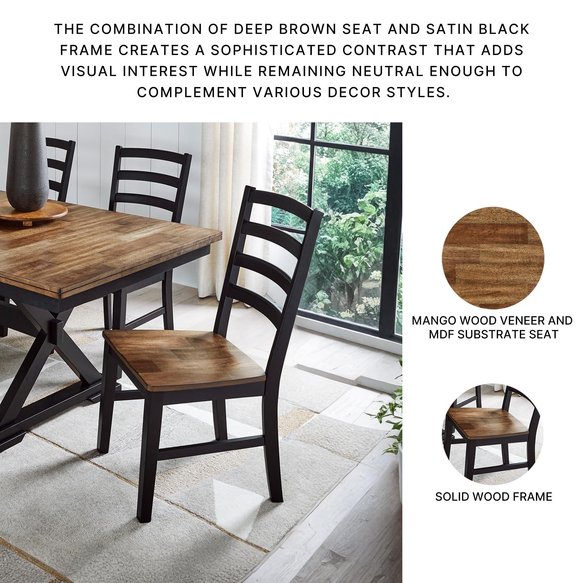 Signature Design by Ashley Wildenauer Rustic Armless Dining Chair, Set of 2, Black & Light Brown - Image 5