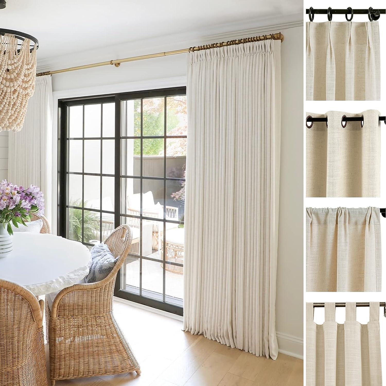 TWOPAGES Liz Linen Custom Curtain Custom Size, Header Style, Liner, Memory Shape Option, Natural Textured Linen Drapes for Living Room, Bedroom, Indoor Window and Door,  1 Panel