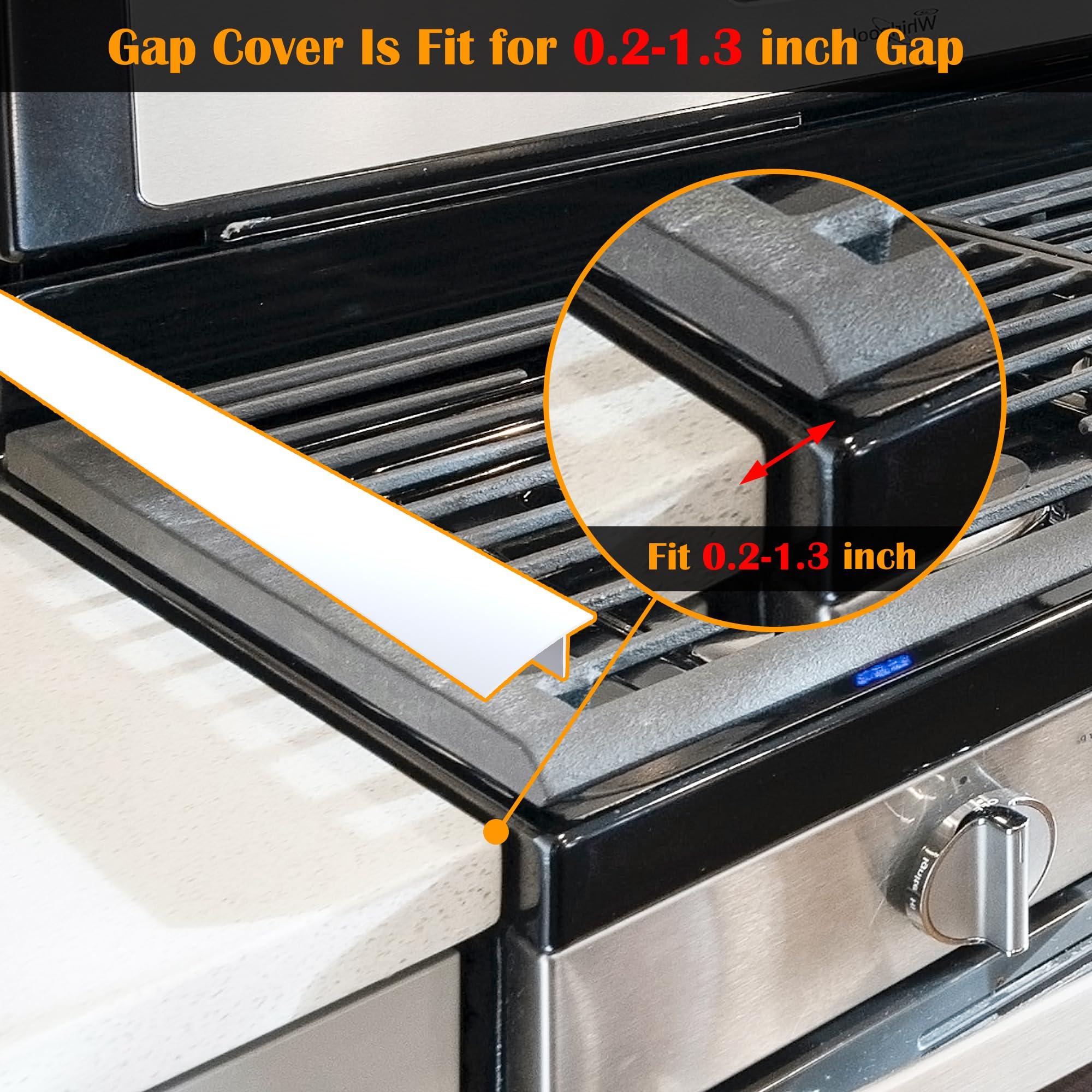 Silicone Stove Counter Gap Cover Kitchen Counter Gap Filler by Kindga 25" Long Gap Filler Sealing Spills Between Kitchen Appliances Washing Machine and Stovetop, Set of 2 (White) - Image 5