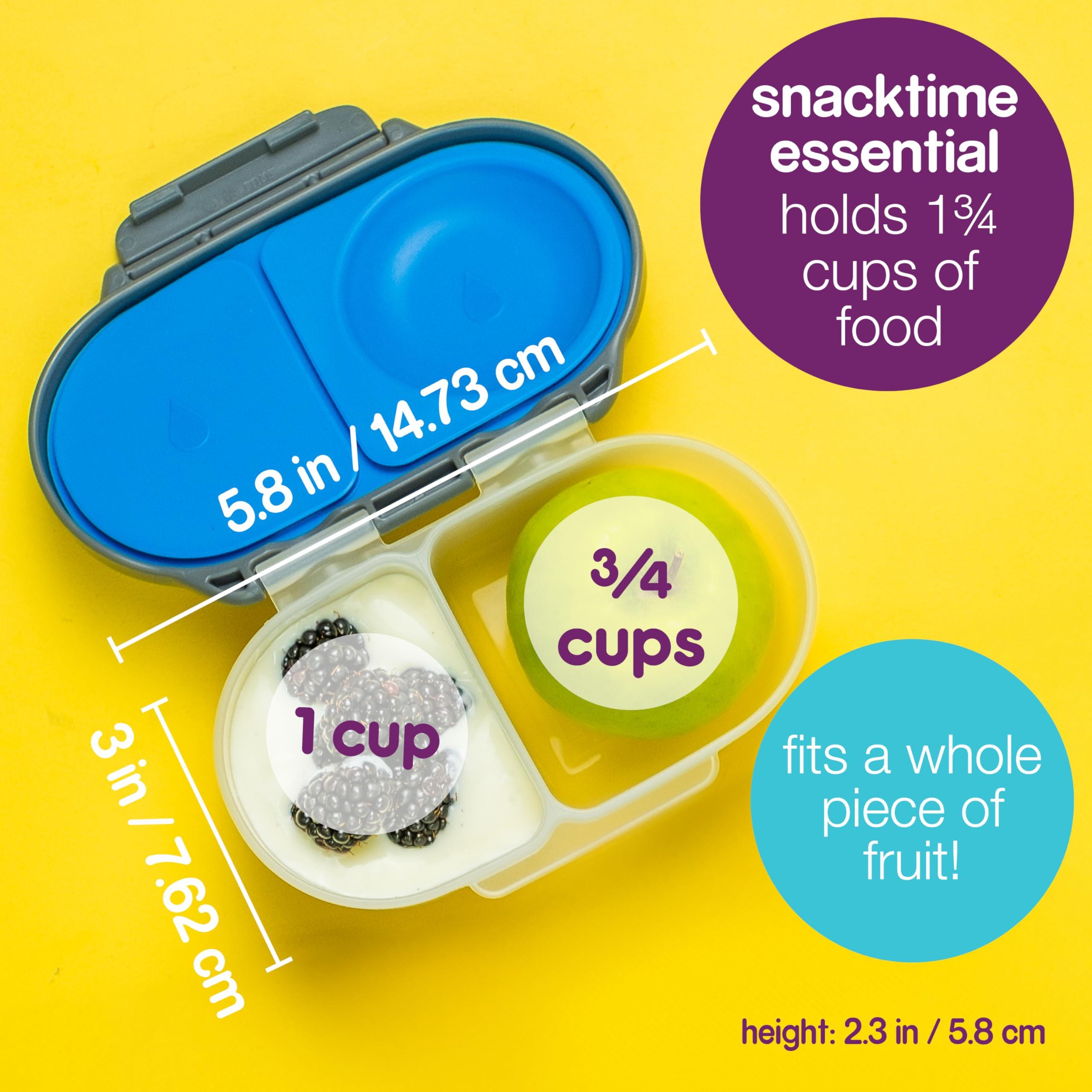 b.box Snack Box (2-pack) Reusable Snack Containers with Lids – Bento Box for Kids & Toddlers, Leakproof Lunch Box, BPA-Free and Dishwasher Safe Snack Container (O'Breeze + Blue Slate, 1 3/4 Cup) - Image 3